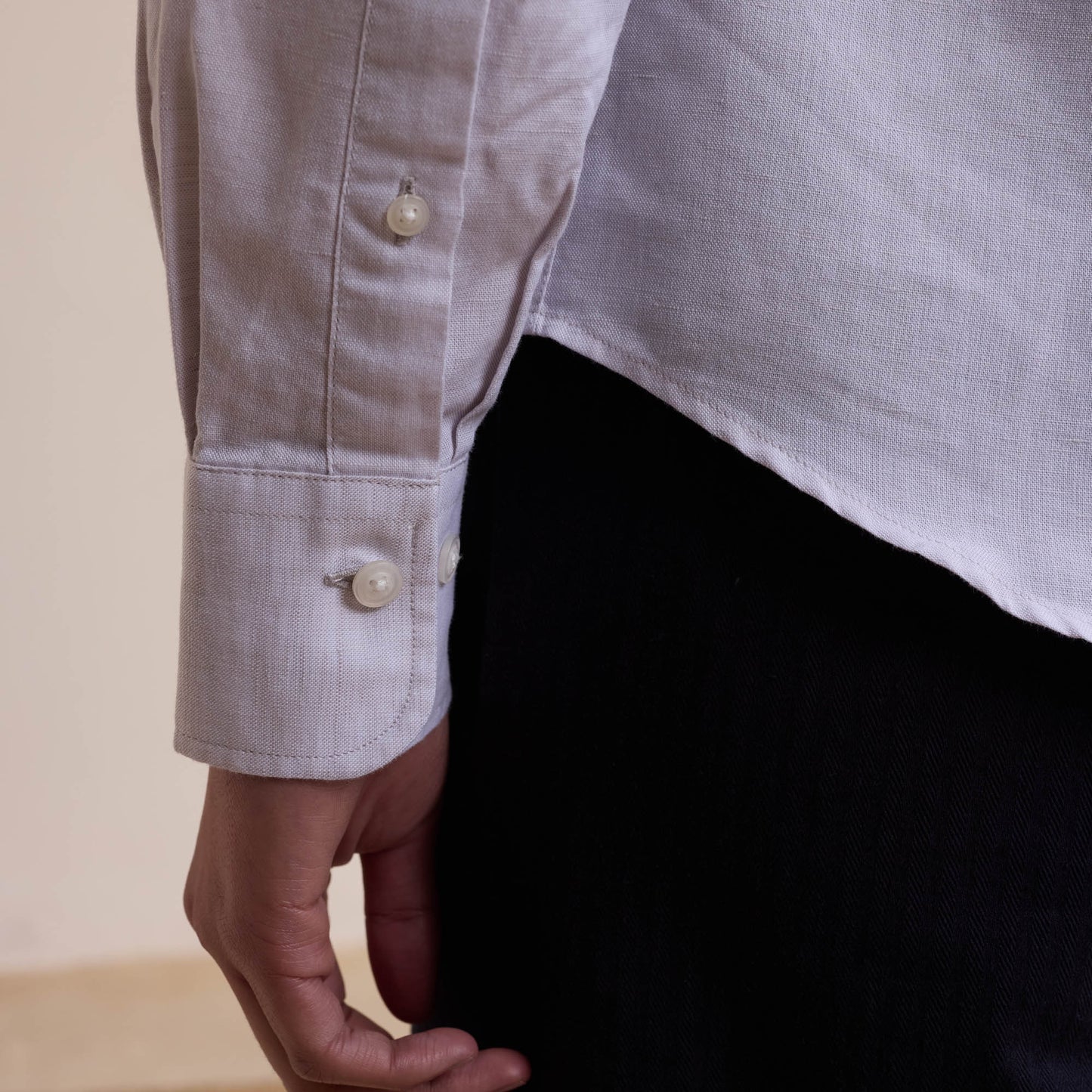 Chalk heather cotton and linen shirt