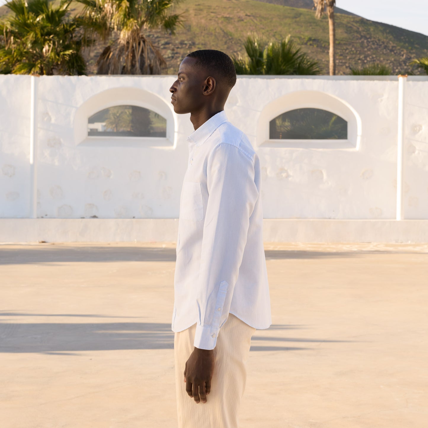 Sky blue cotton and linen shirt