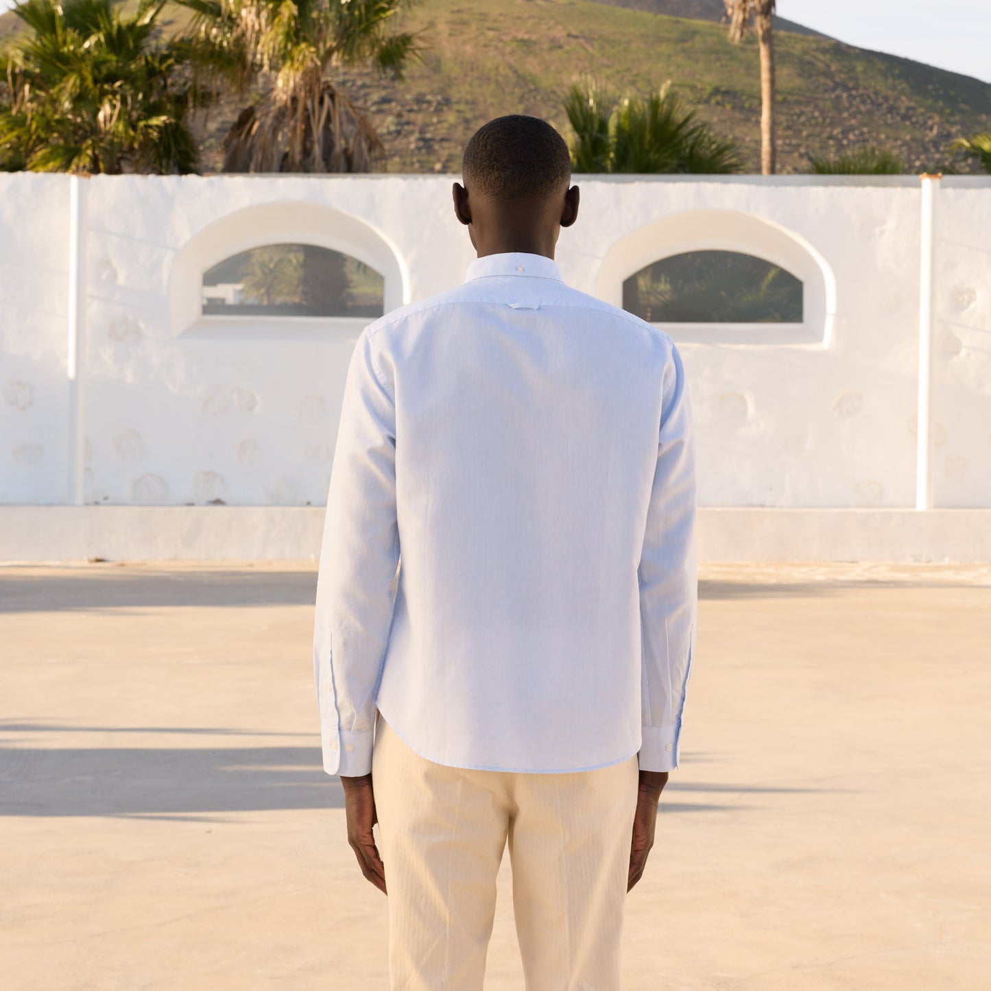 Sky blue cotton and linen shirt