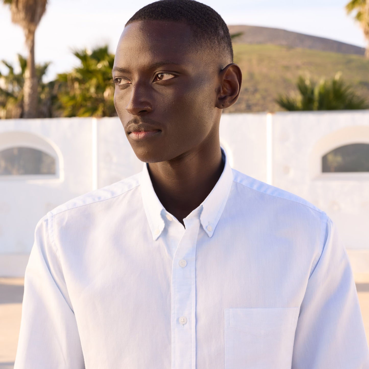 Sky blue cotton and linen shirt