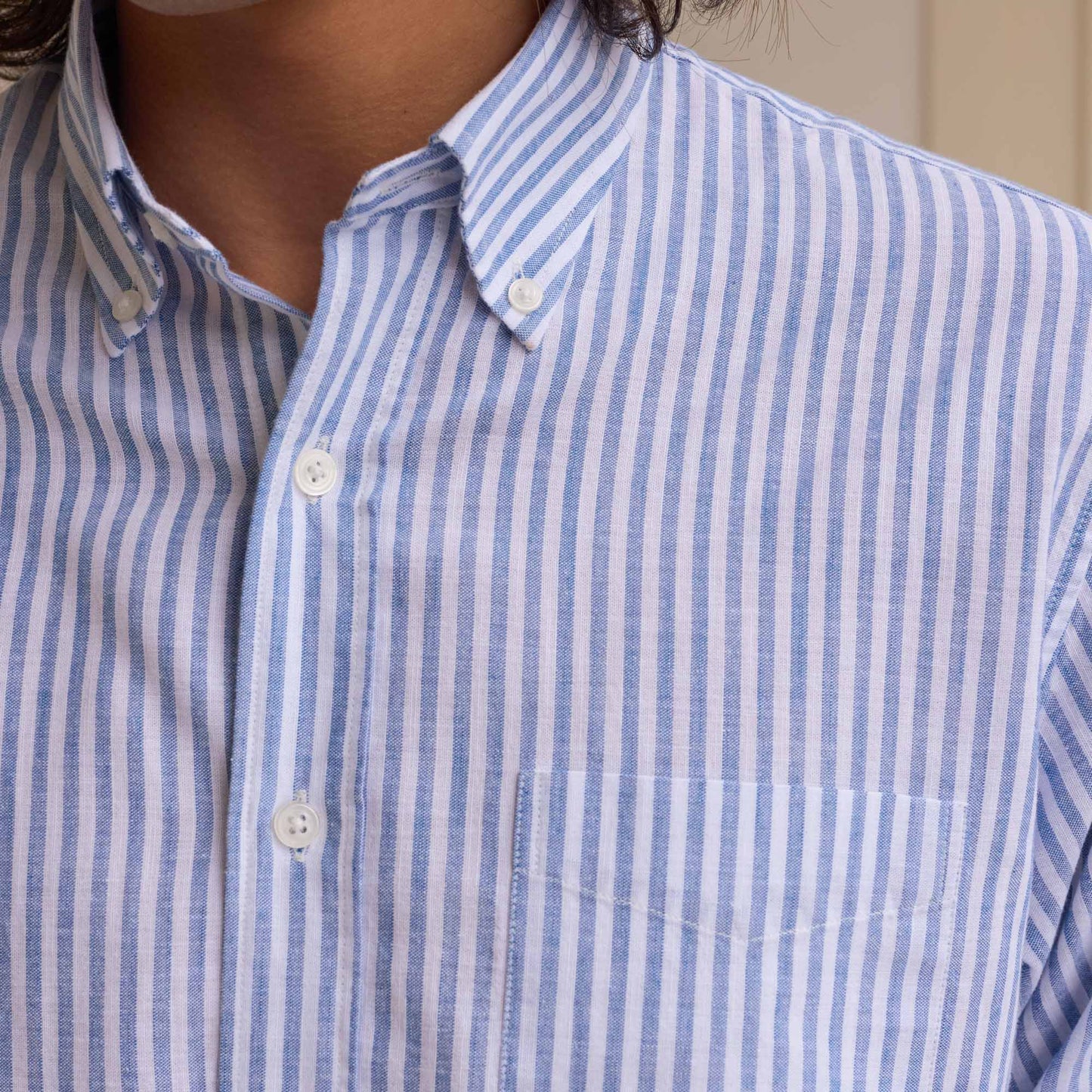 White and blue striped cotton shirt