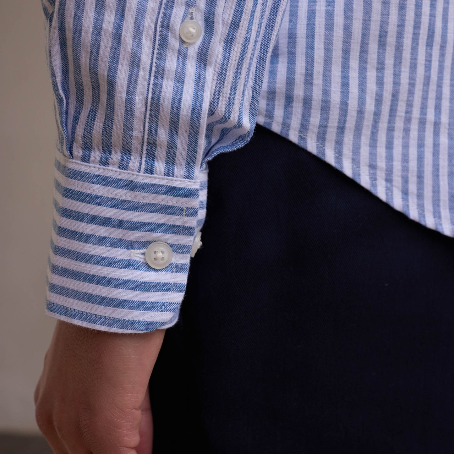 White and blue striped cotton shirt