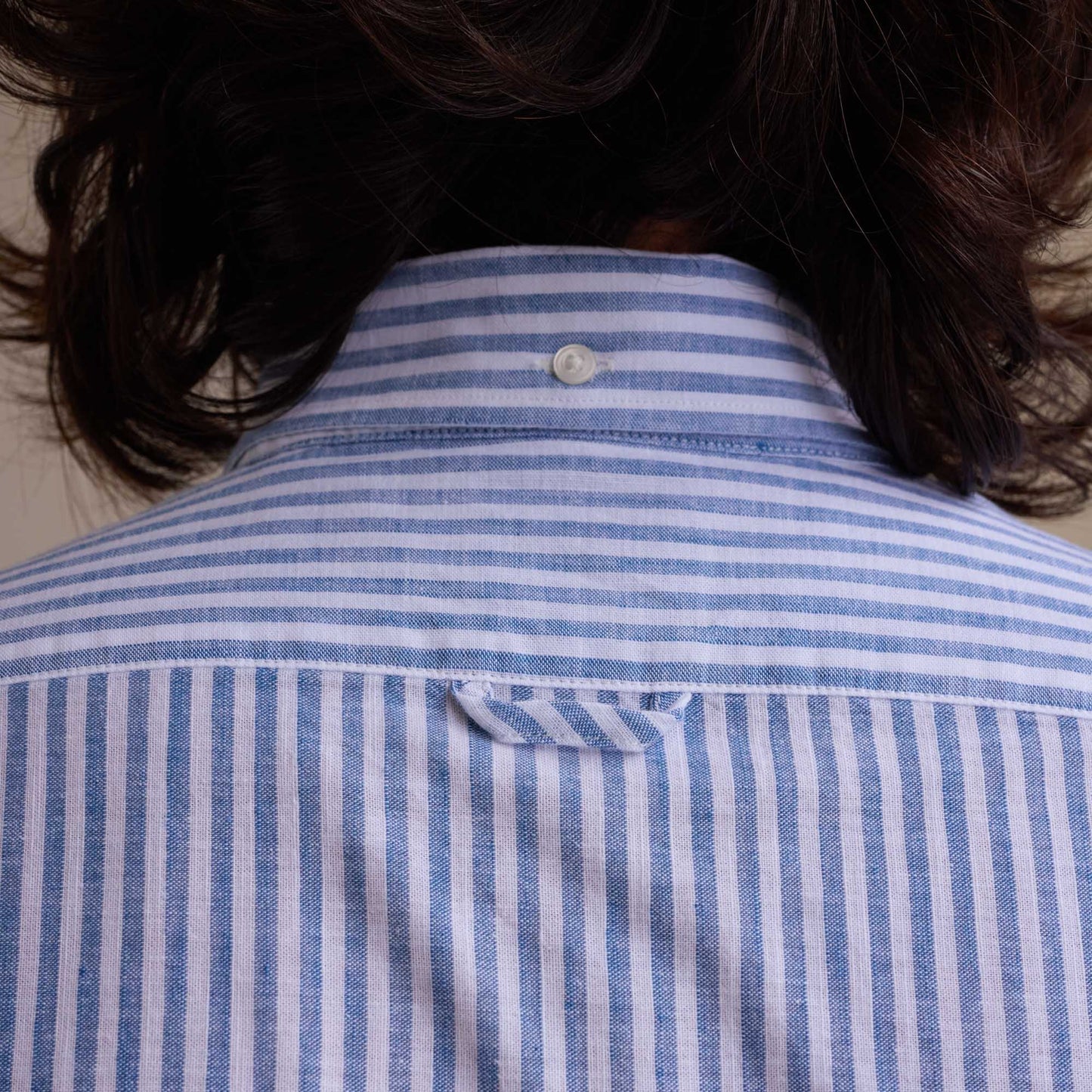 White and blue striped cotton shirt