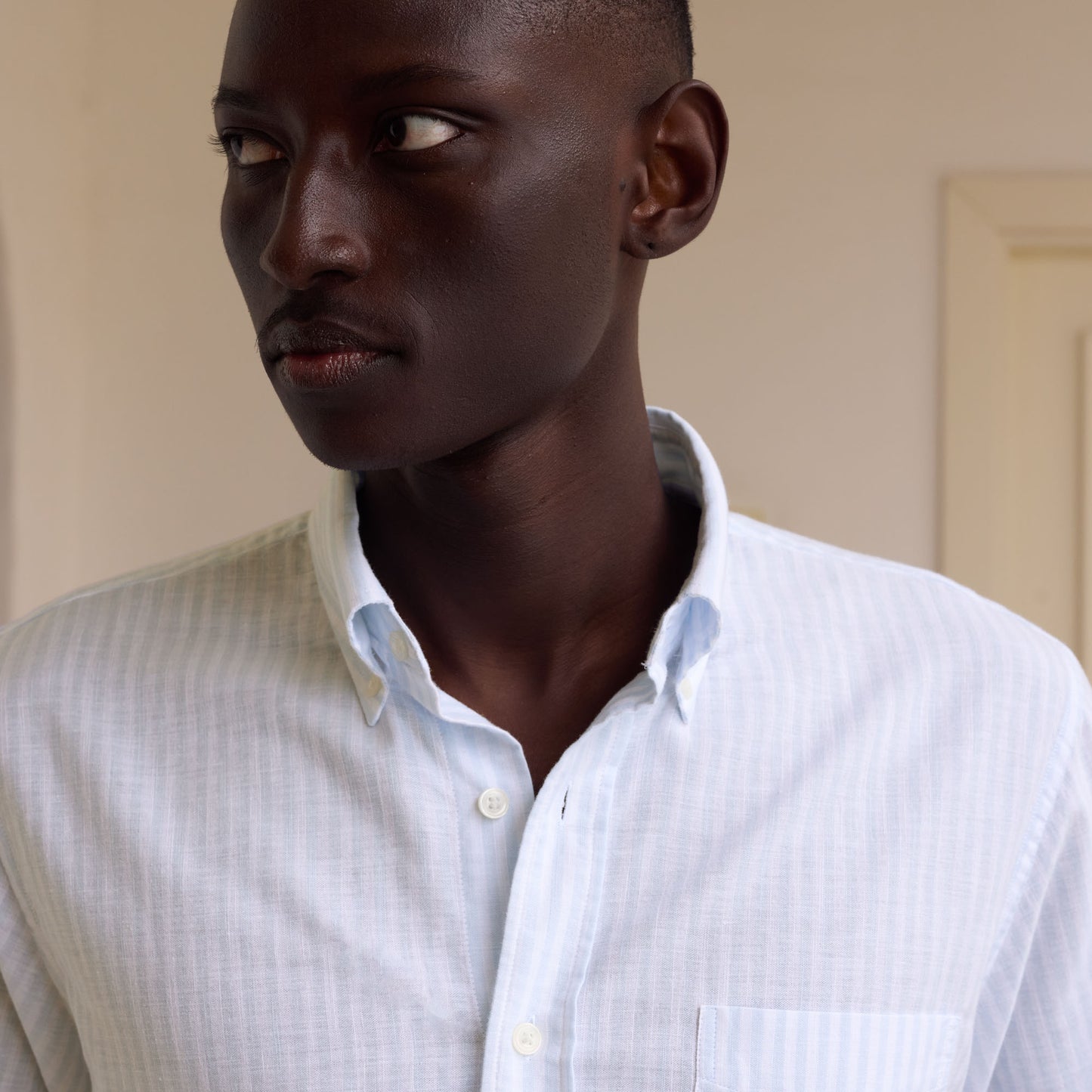 Sky blue striped cotton shirt