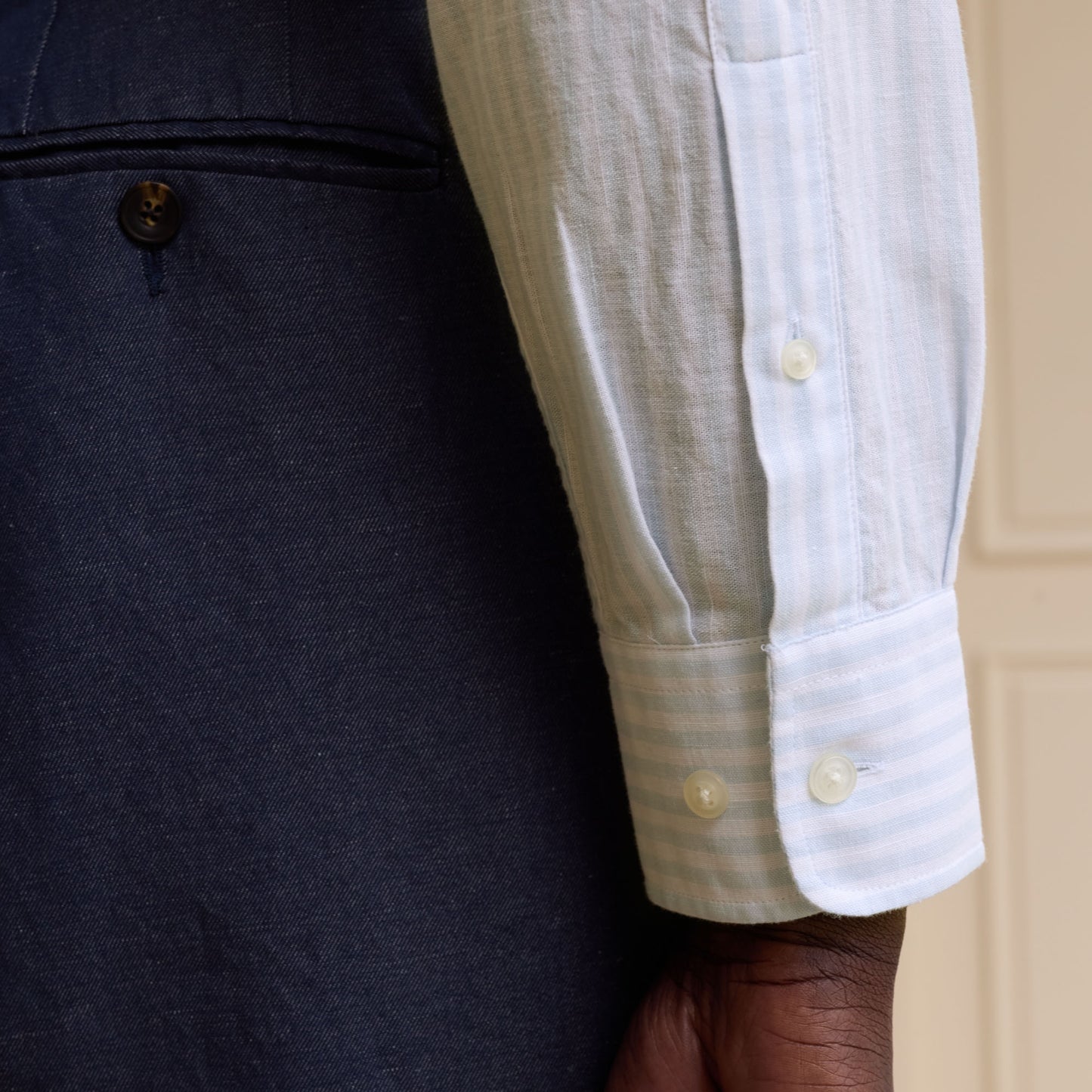 Sky blue striped cotton shirt