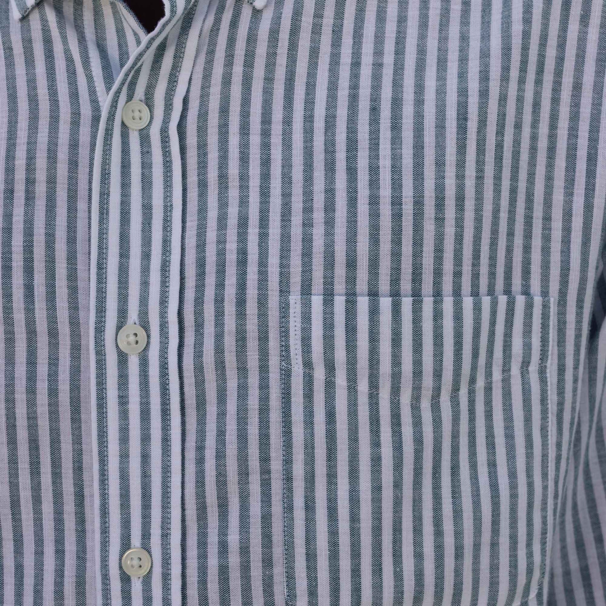 Chemise en coton rayure émeraude