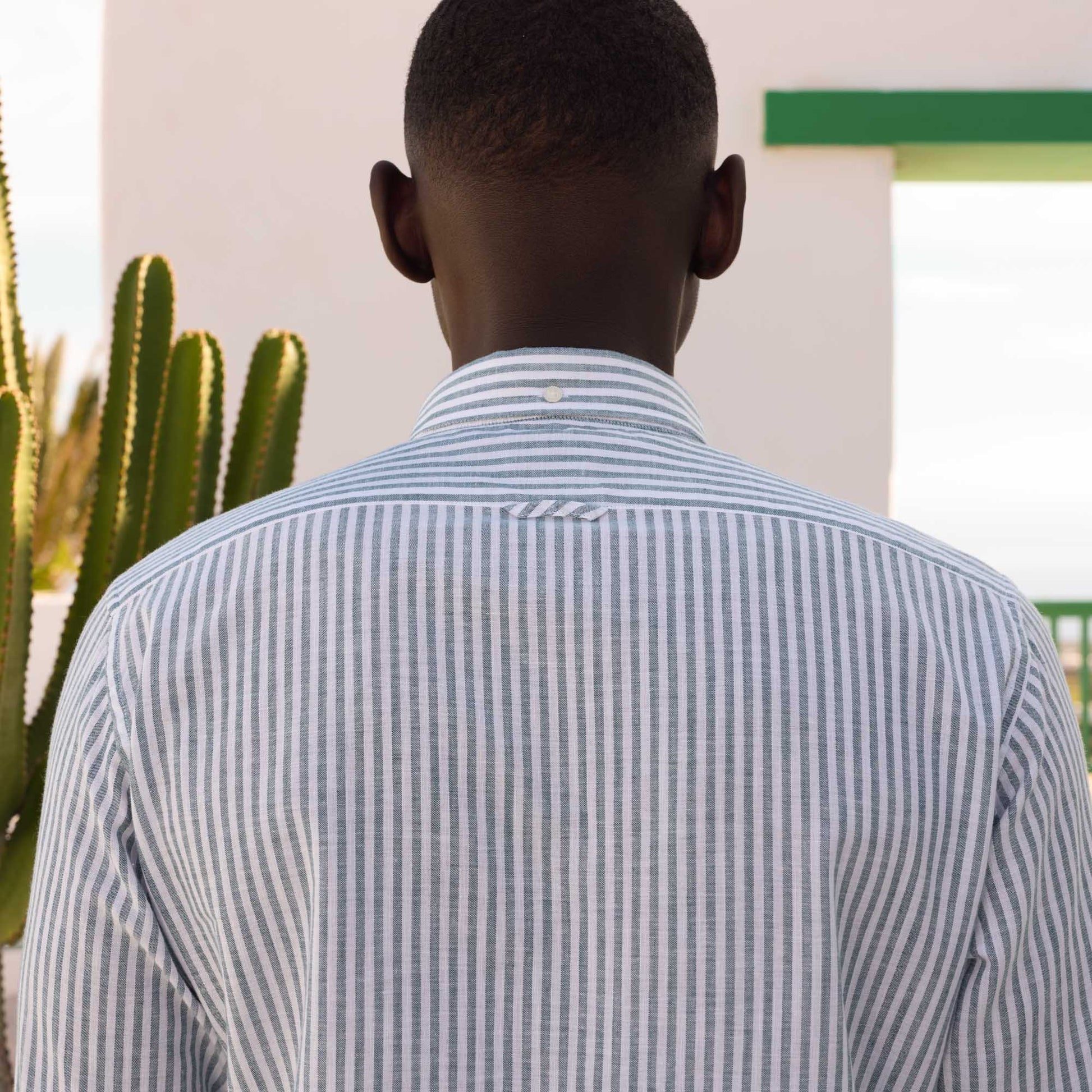 Chemise en coton rayure émeraude