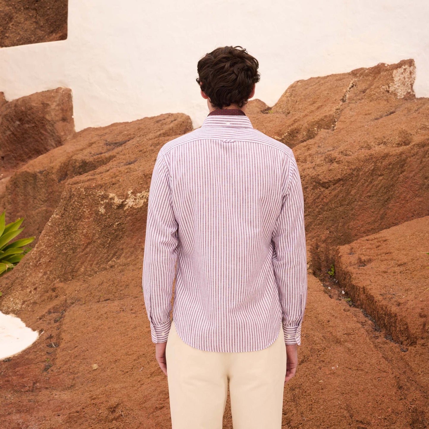 Bordeaux striped cotton shirt