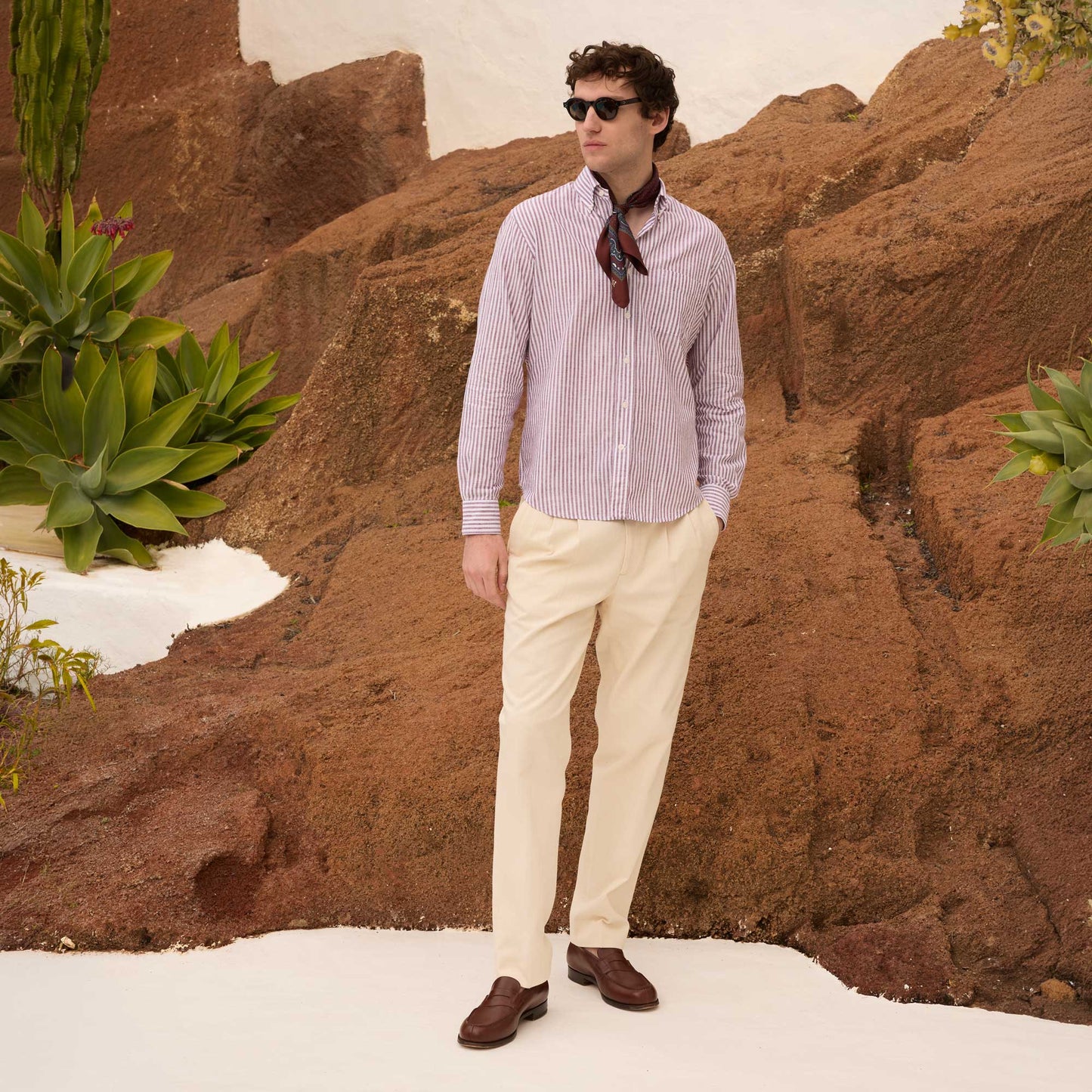 Bordeaux striped cotton shirt