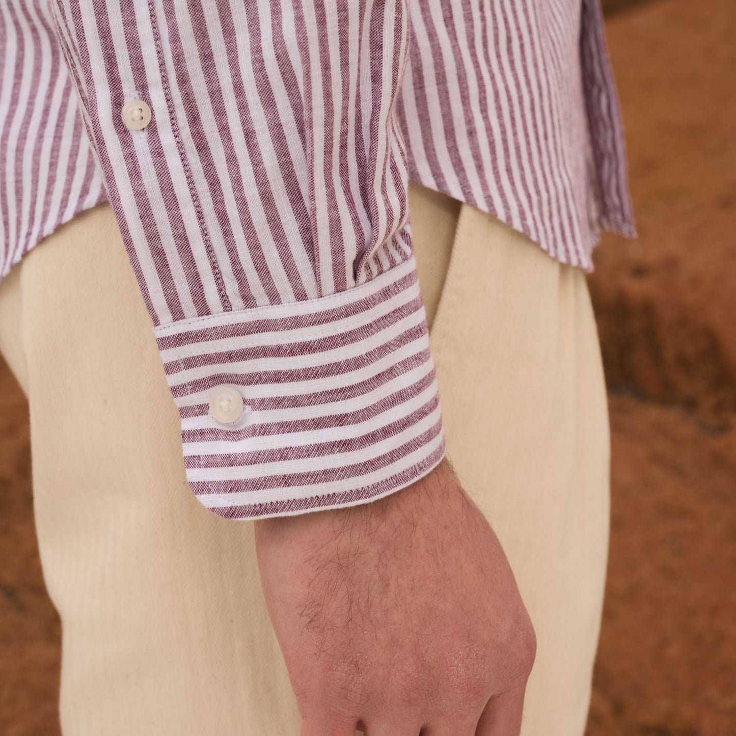 Bordeaux striped cotton shirt