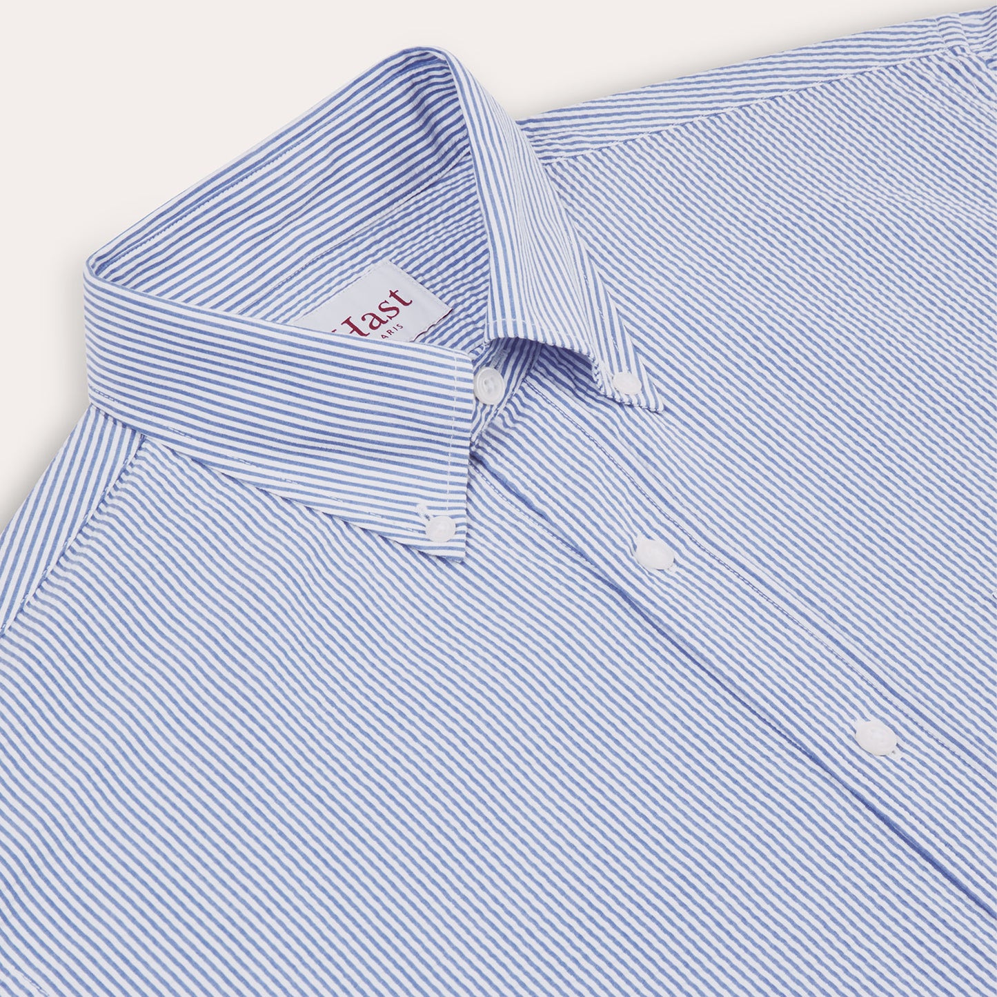 Blue striped cotton seersucker shirt