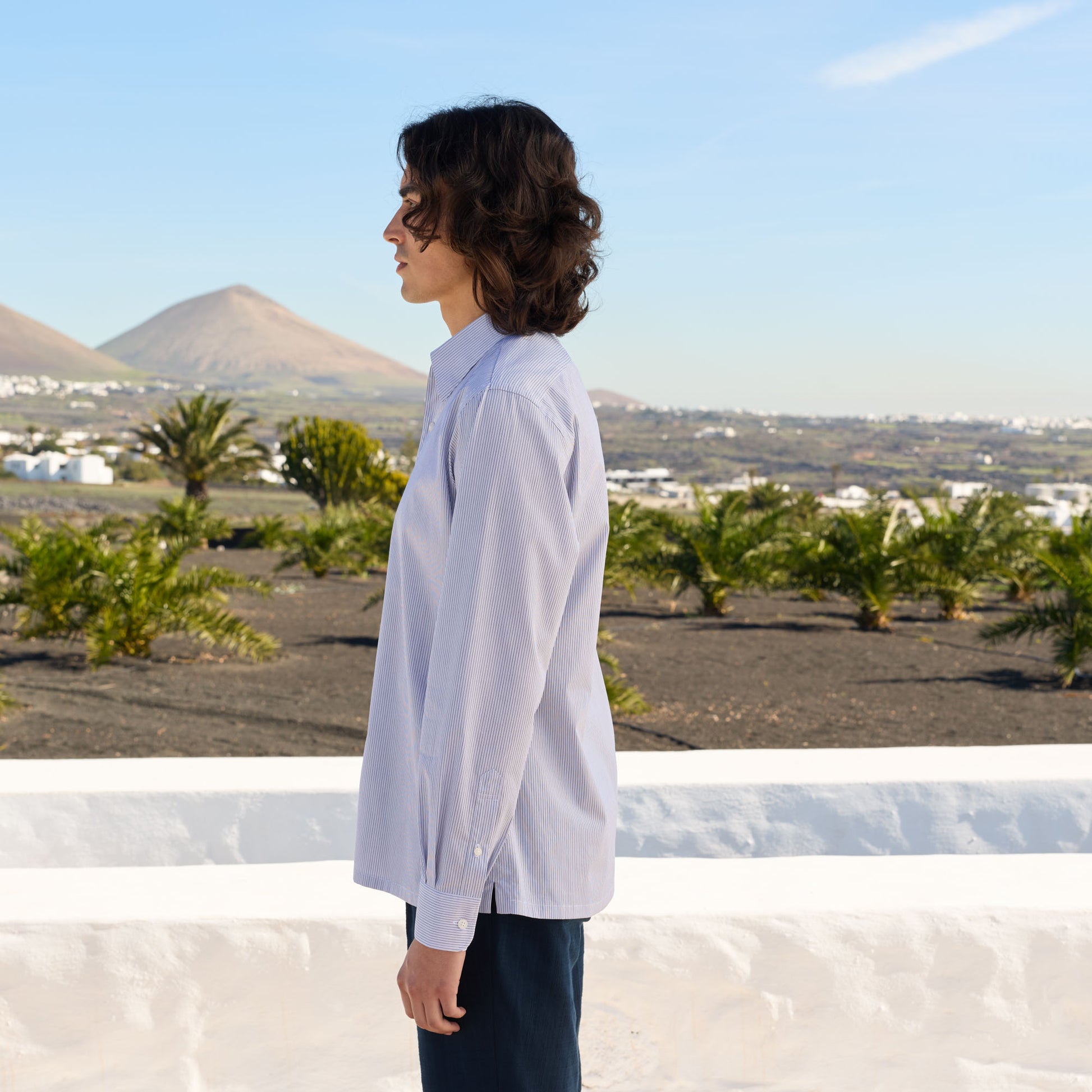 Chemise en coton rayure bleu