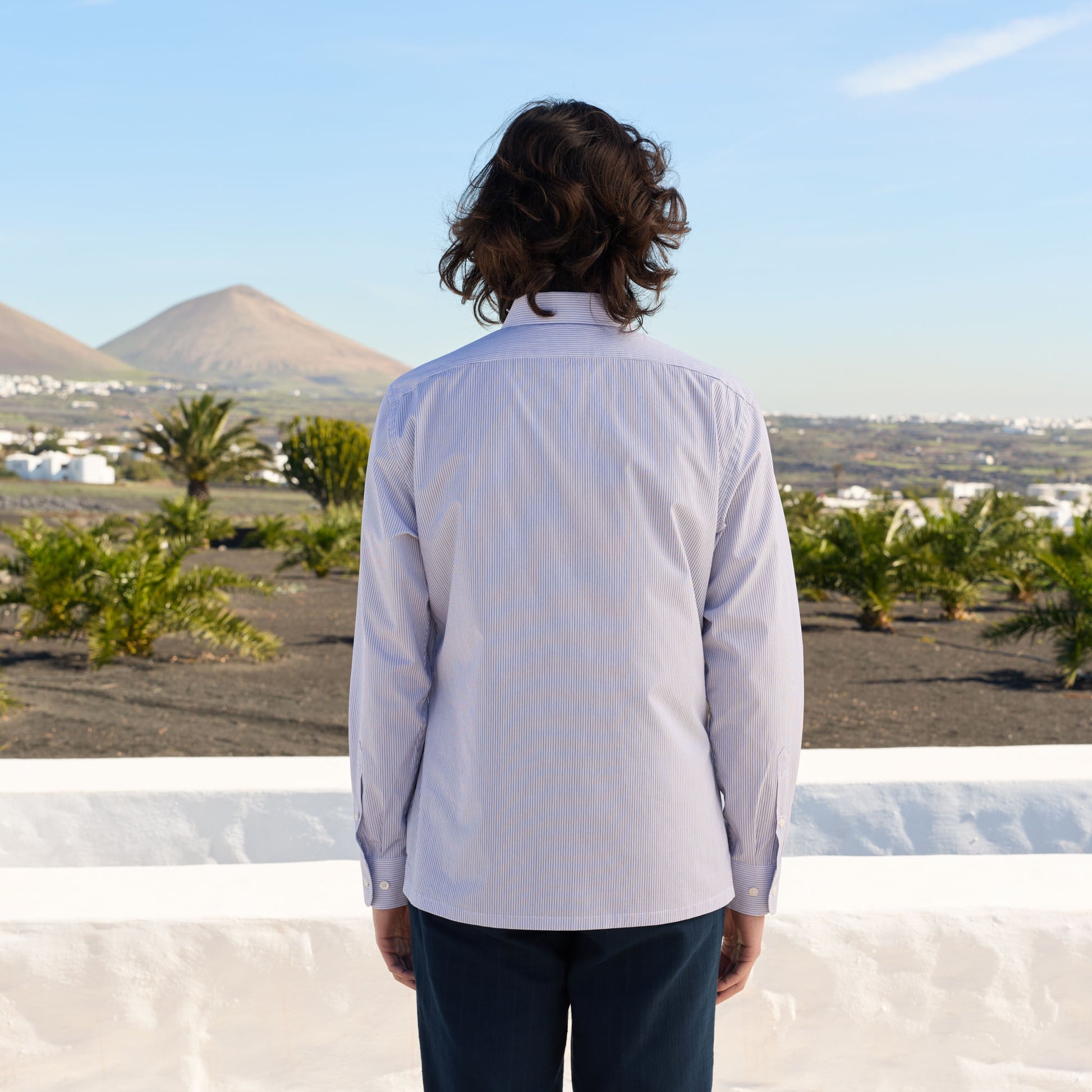 Chemise en coton rayure bleu