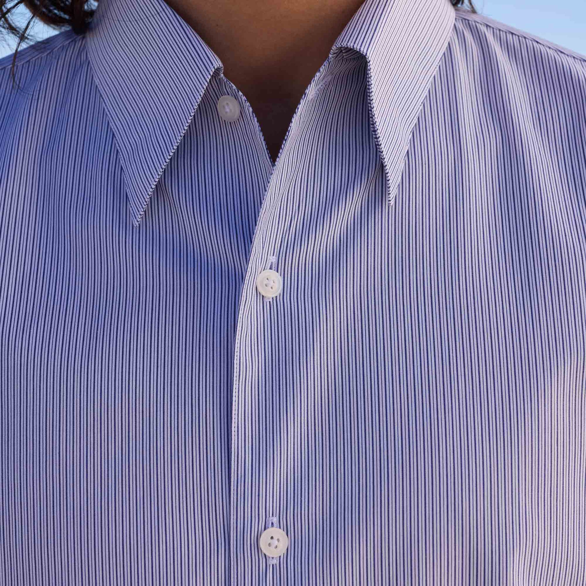 Chemise en coton rayure bleu