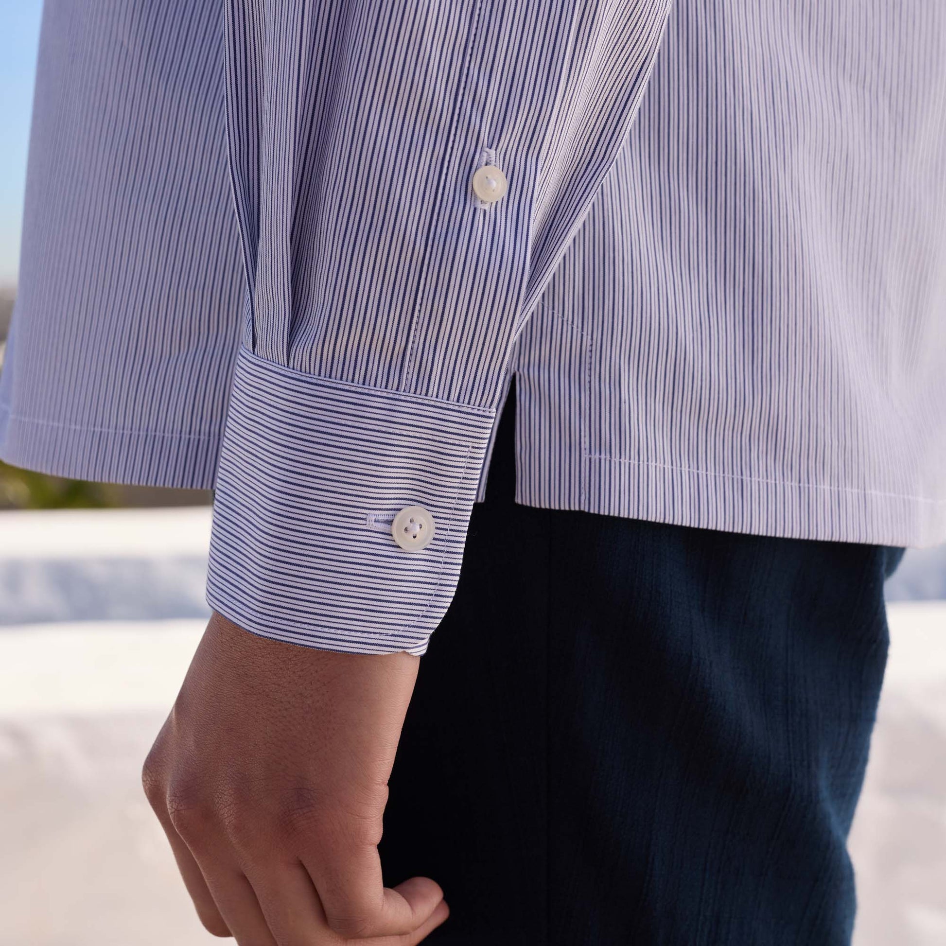 Chemise en coton rayure bleu