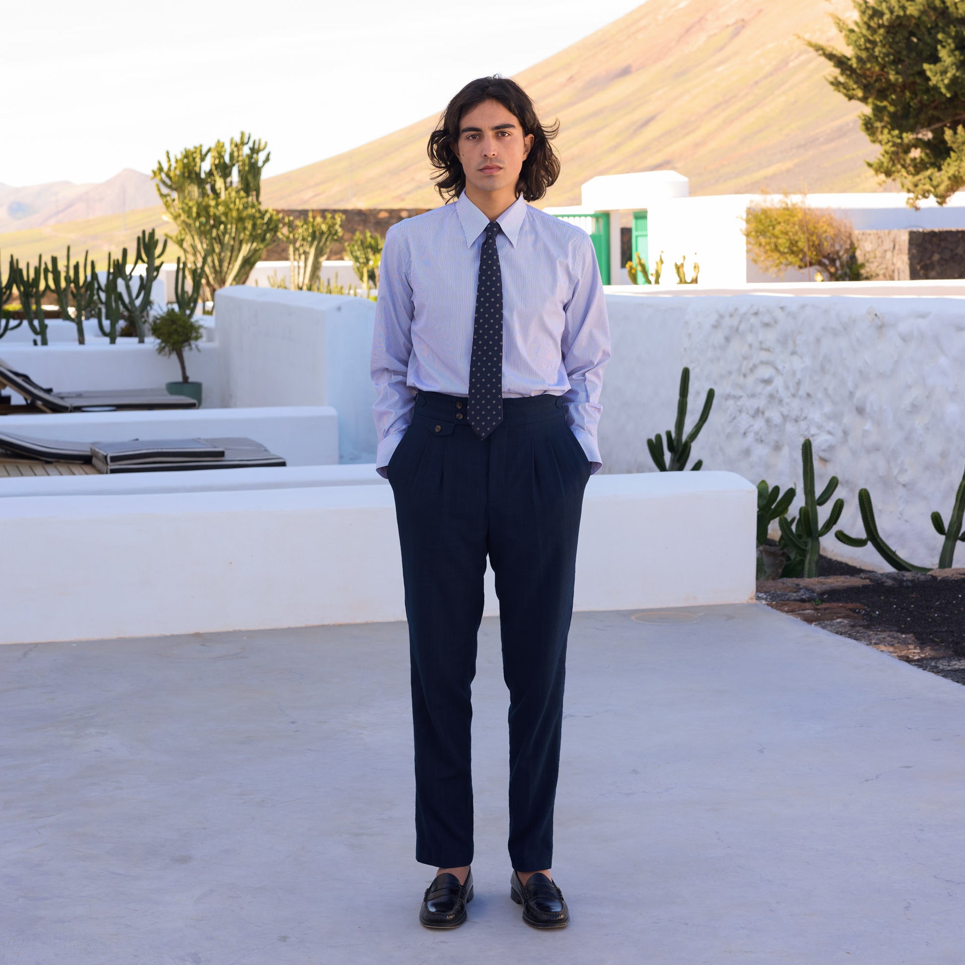 Chemise en coton rayure bleu