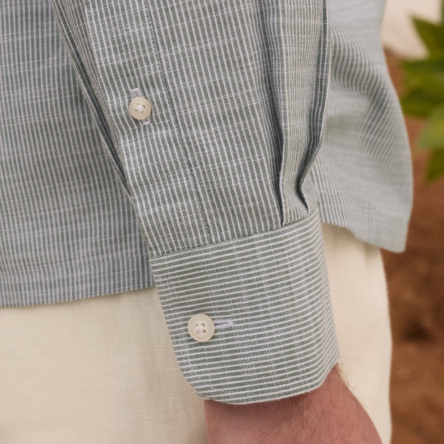 Green striped cotton shirt