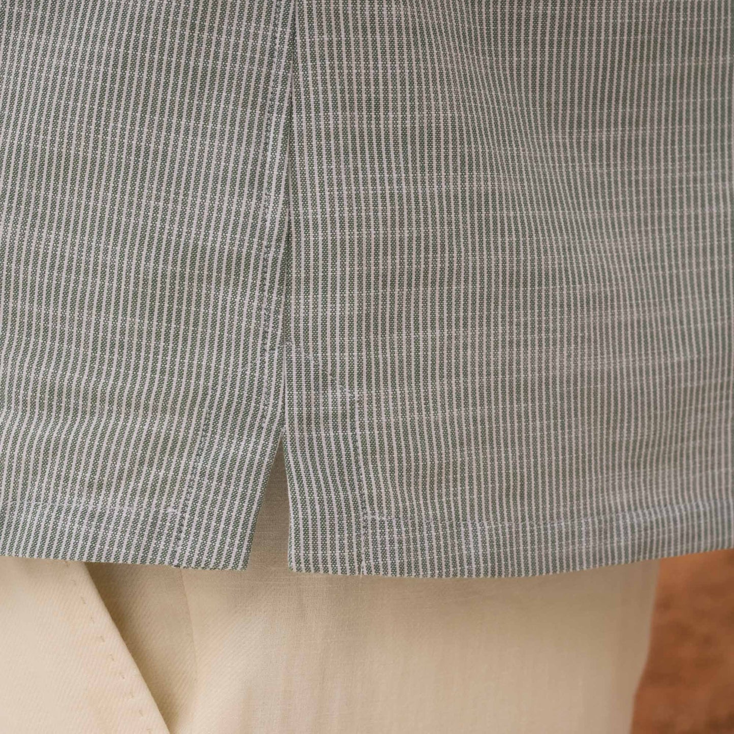Green striped cotton shirt