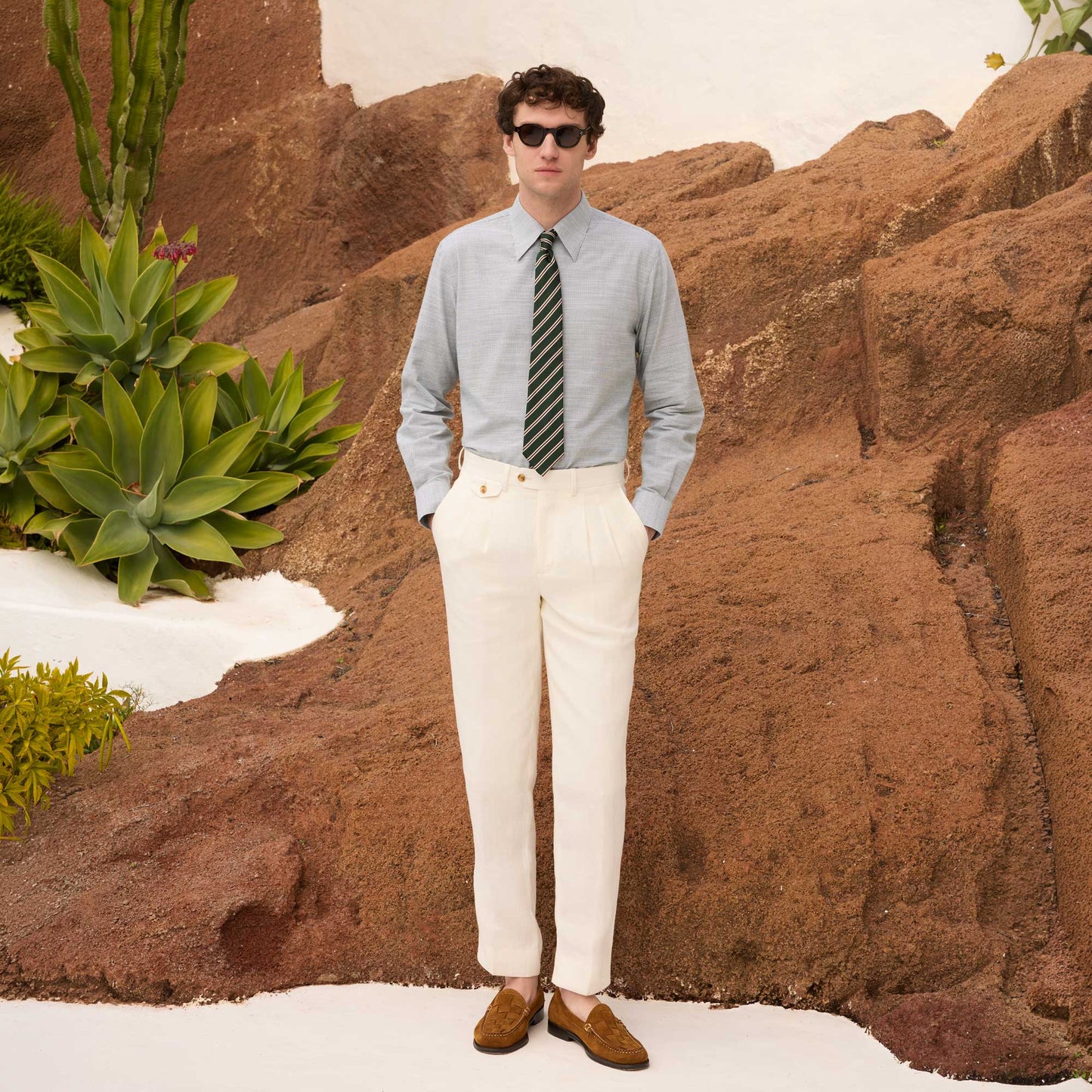 Green striped cotton shirt