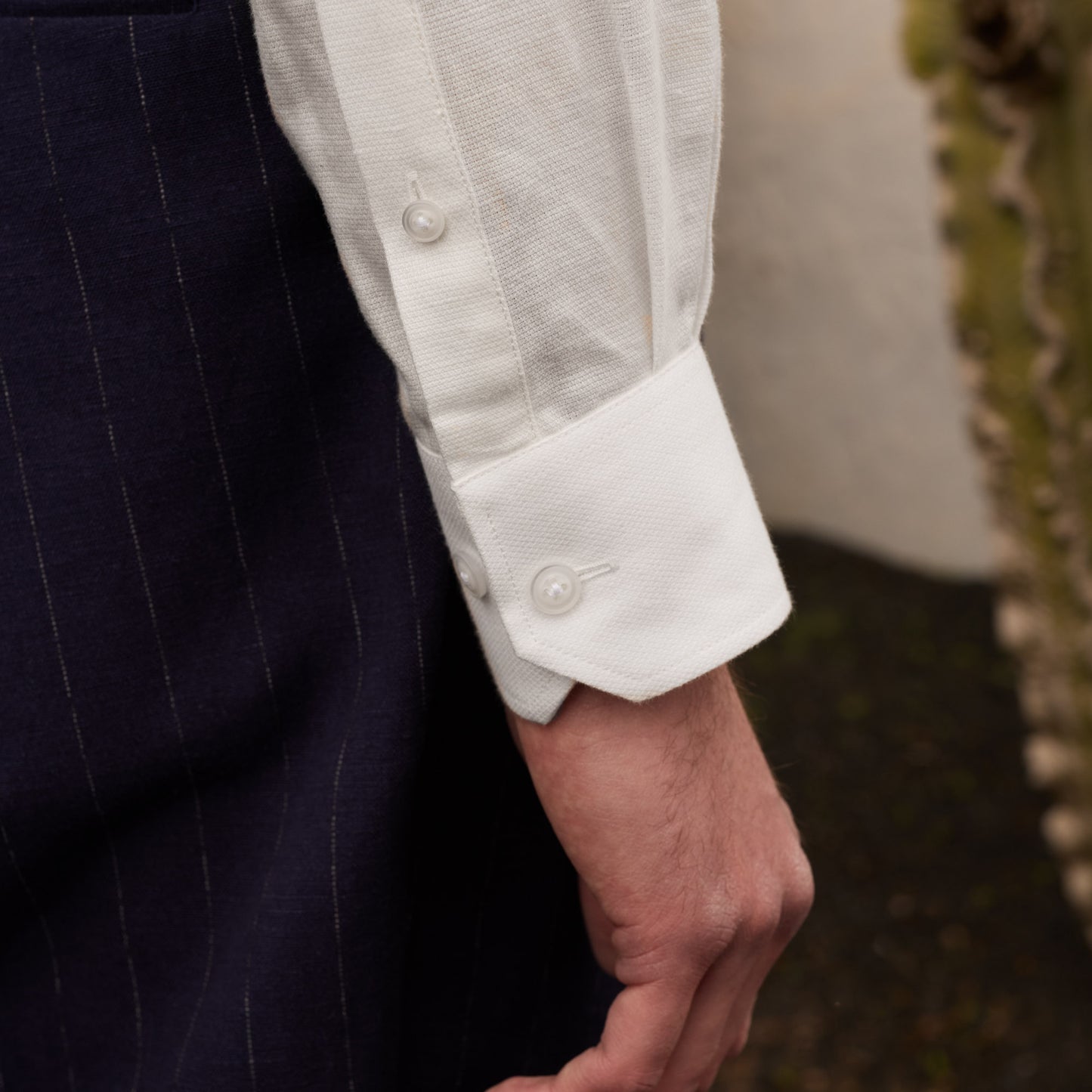 White linen and cotton shirt