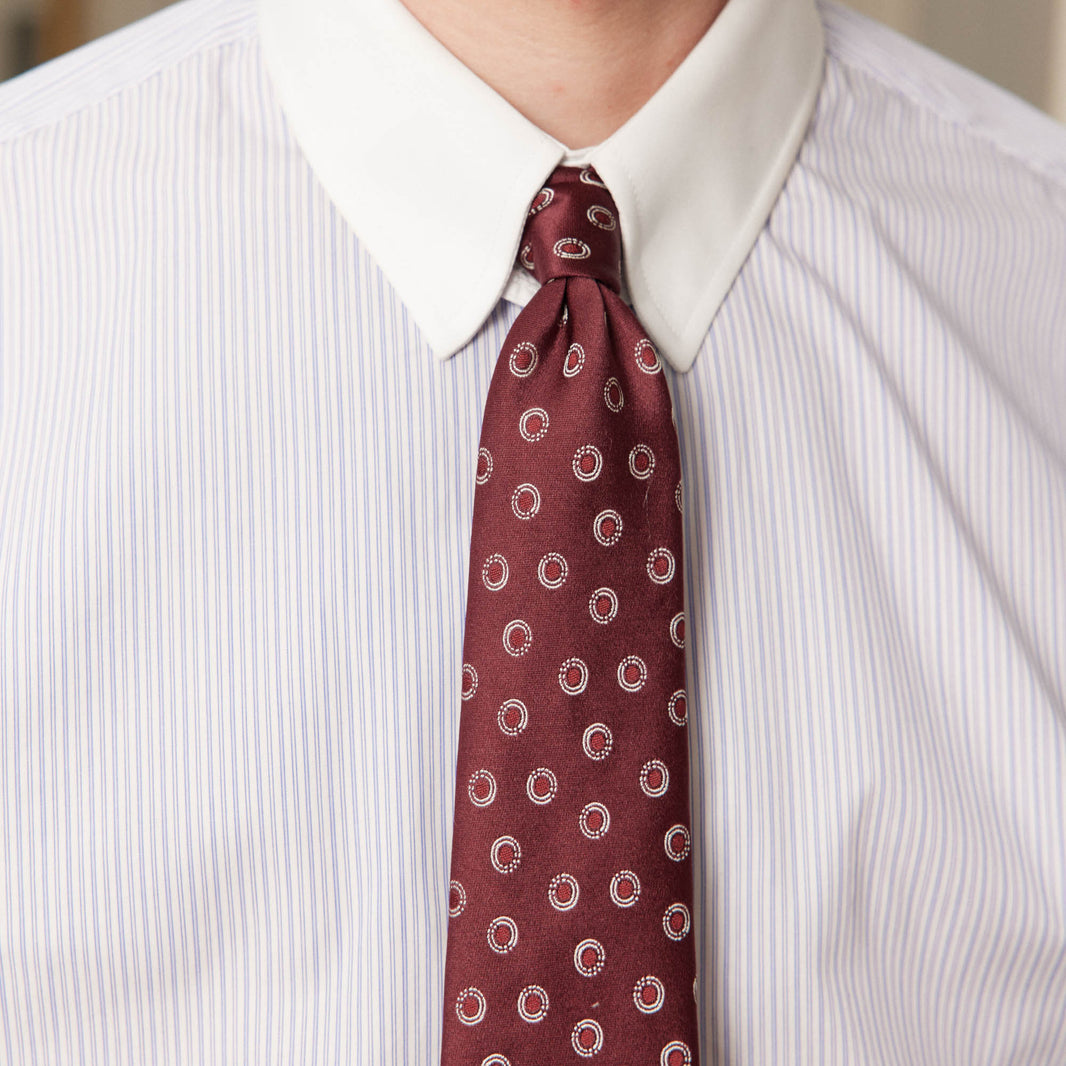 Blue and white striped poplin shirt