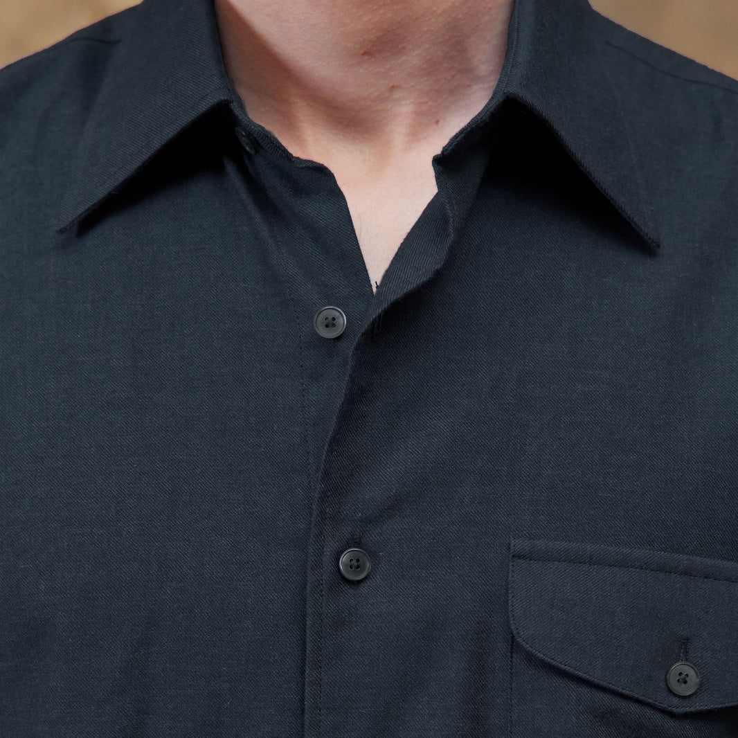 Blue cotton and cashmere shirt