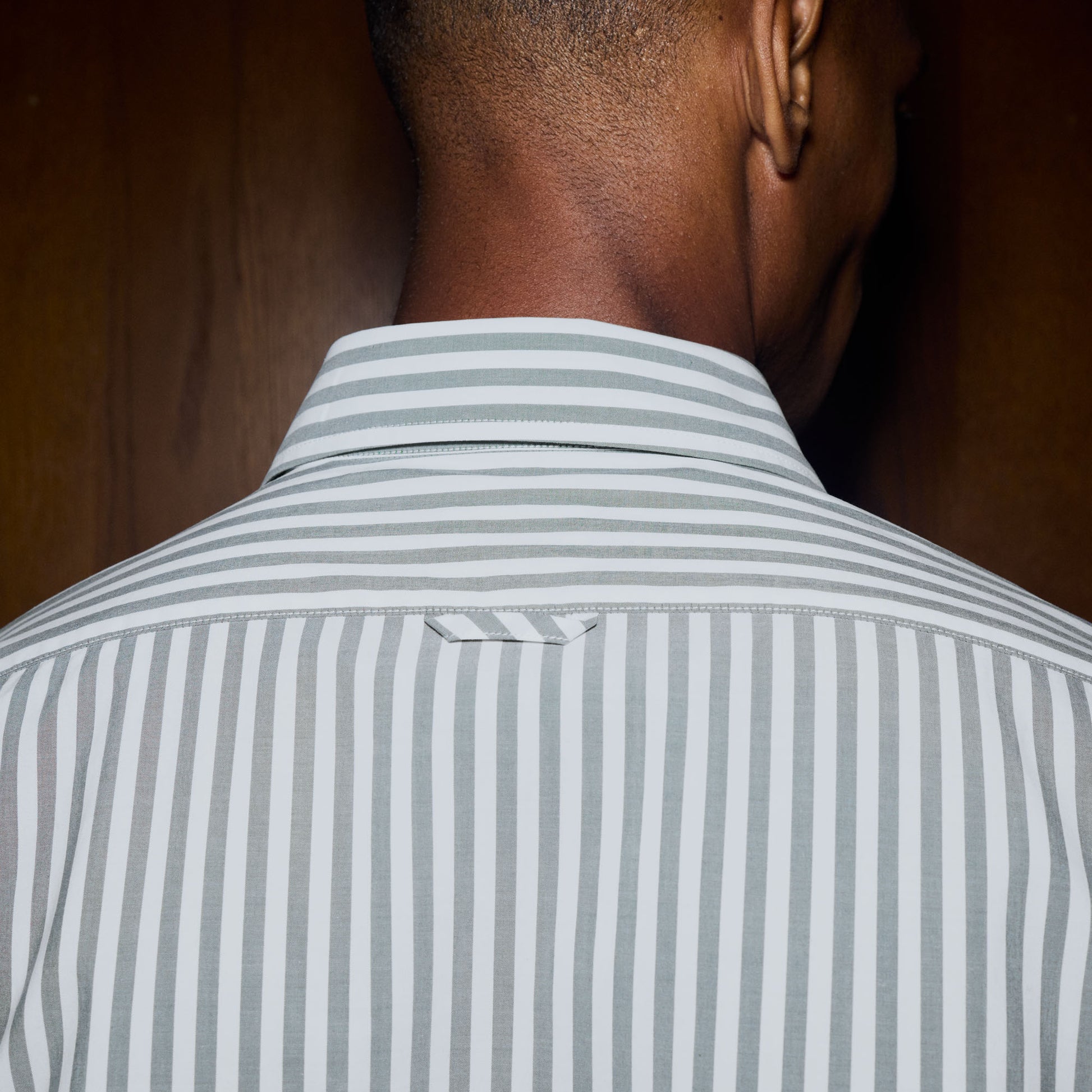 Chemise en popeline à rayures vertes et blanches