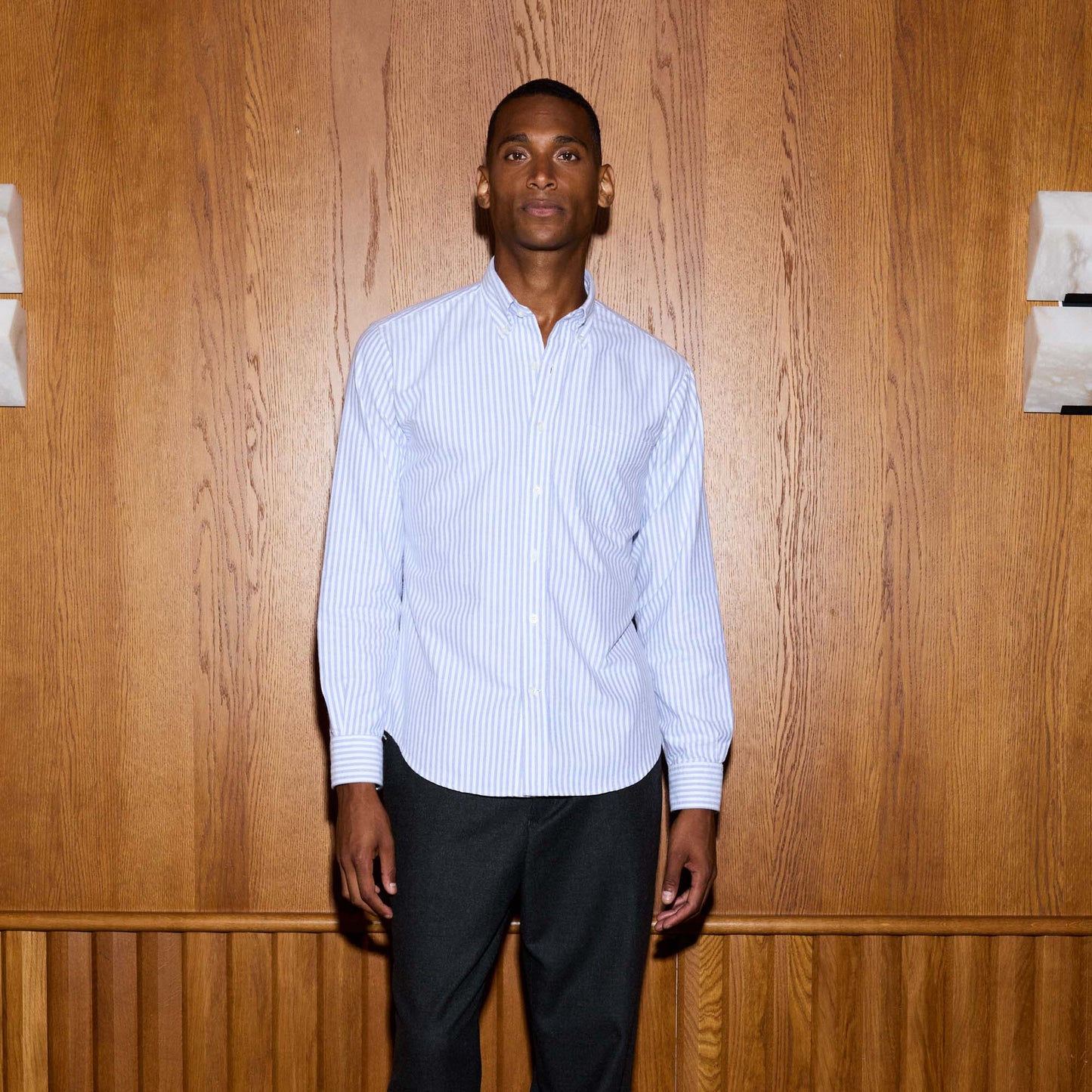 Chemise en flanelle à rayures bleues et blanches