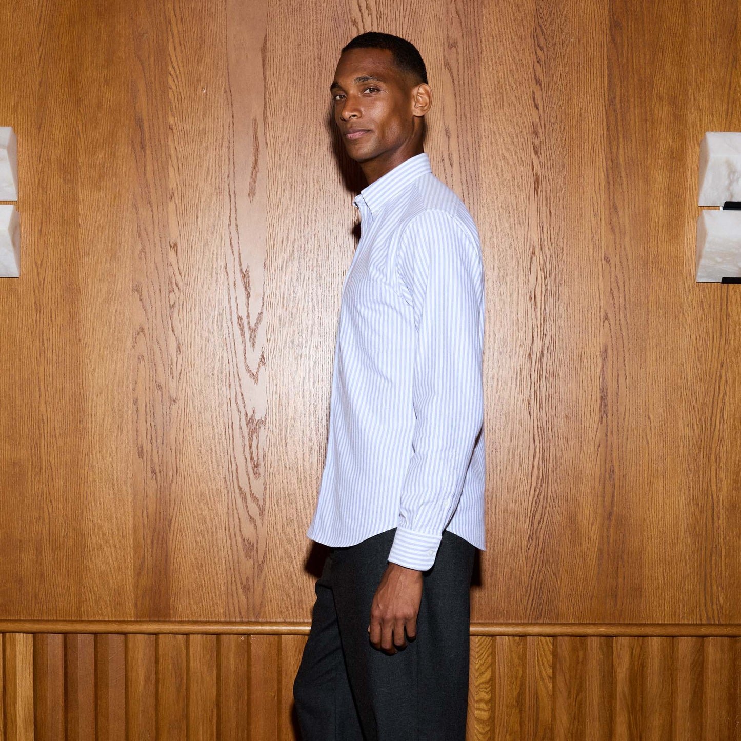 Chemise en flanelle à rayures bleues et blanches