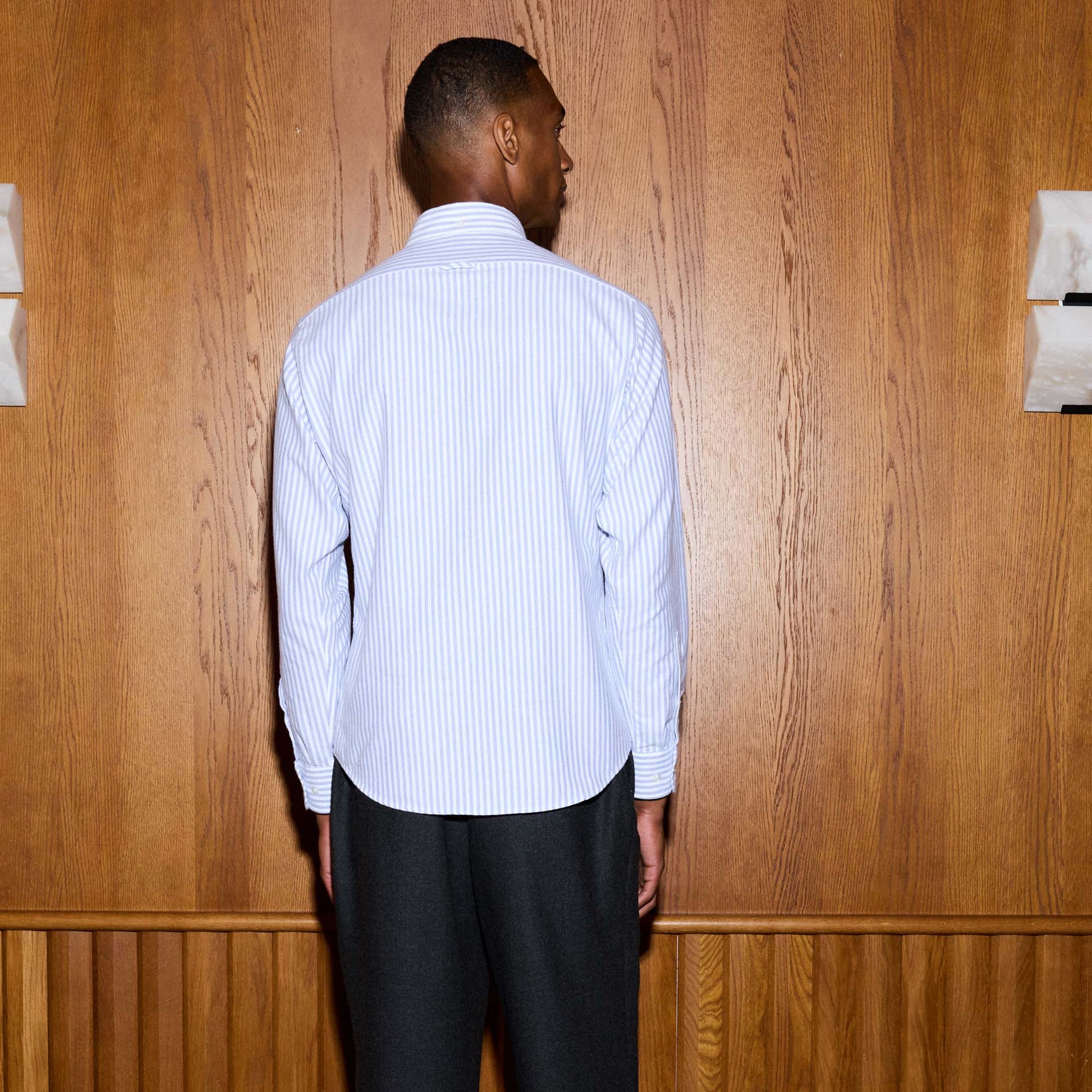 Chemise en flanelle à rayures bleues et blanches