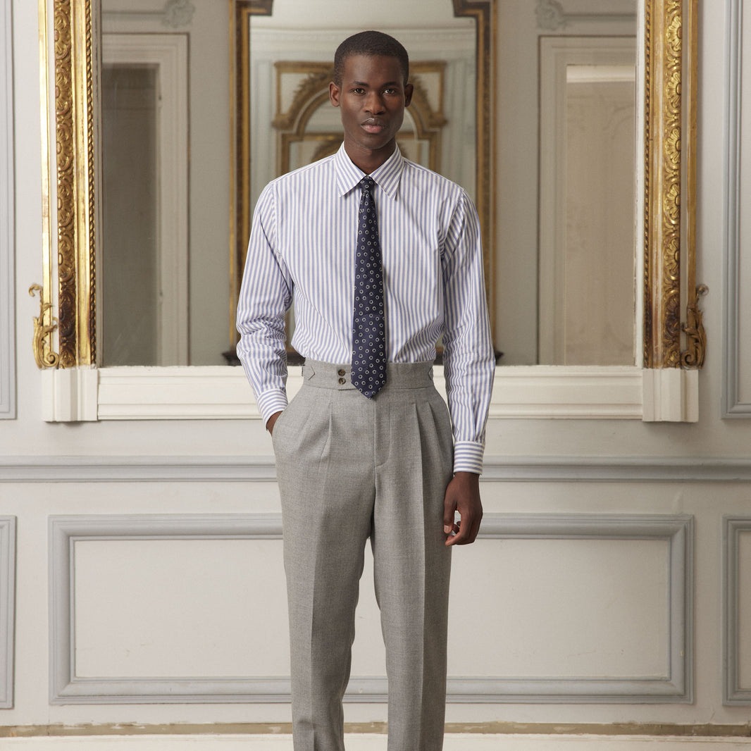 Blue and white striped shirt