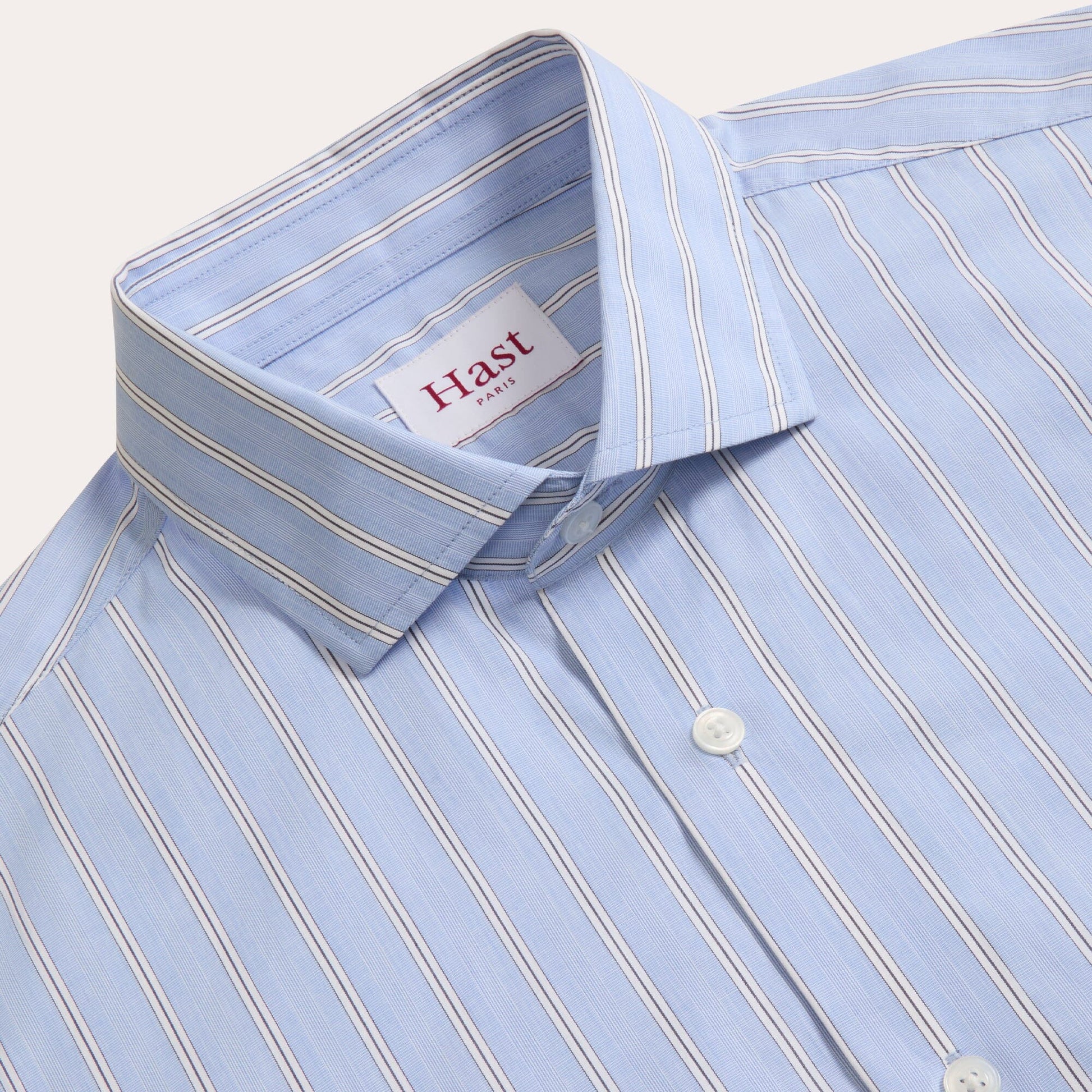 Chemise en popeline bleue à rayures