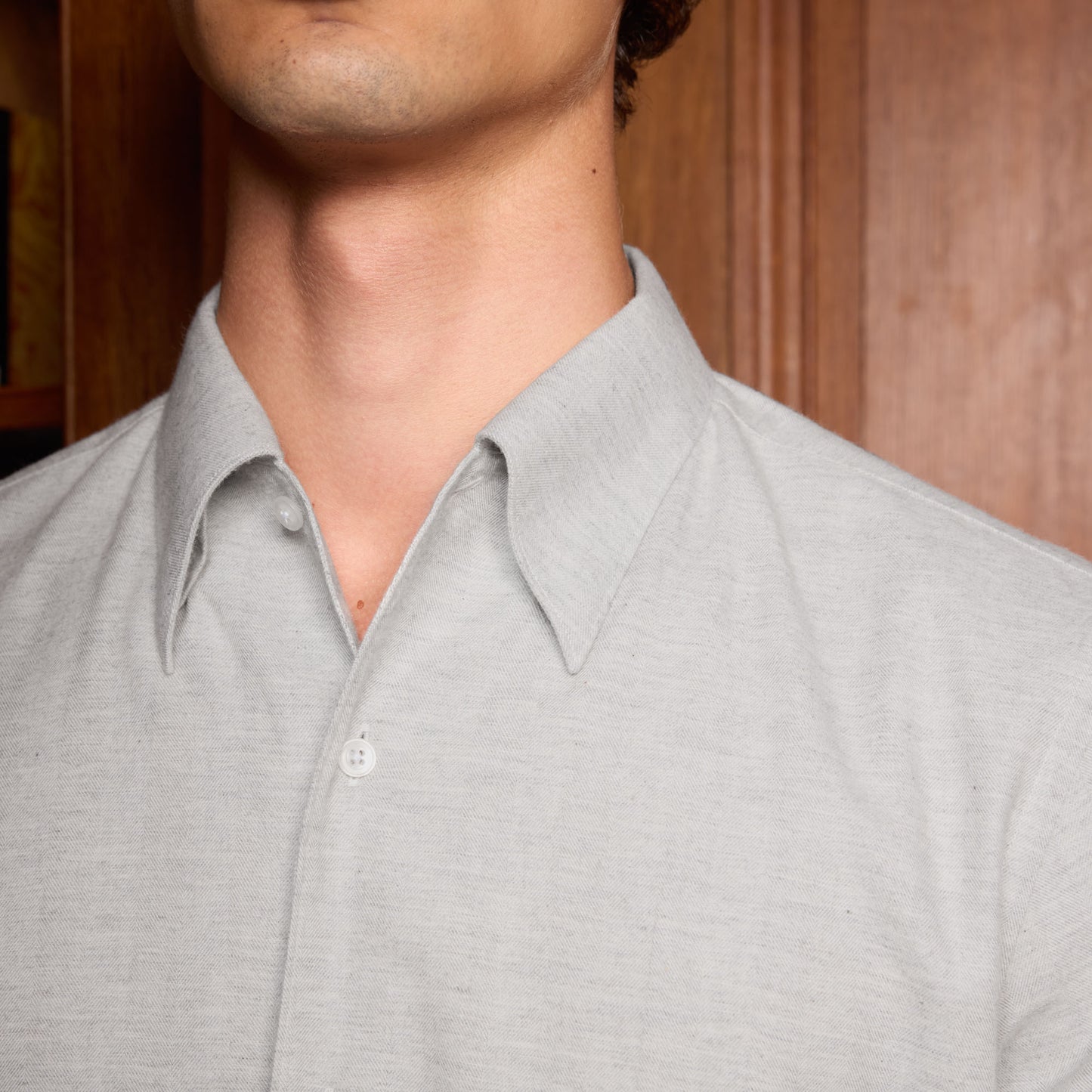 Chemise en flanelle à chevrons grise chinée