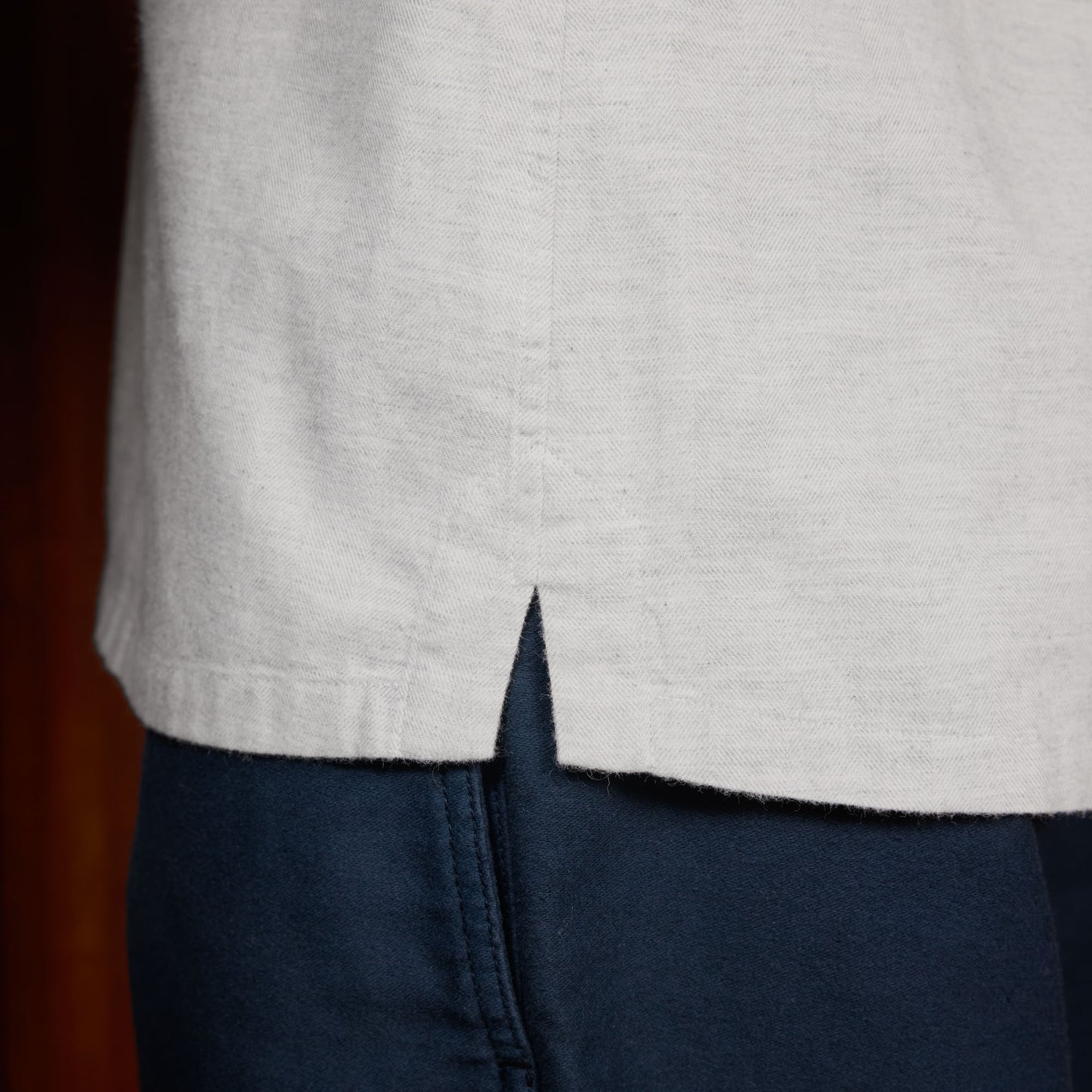 Chemise en flanelle à chevrons grise chinée