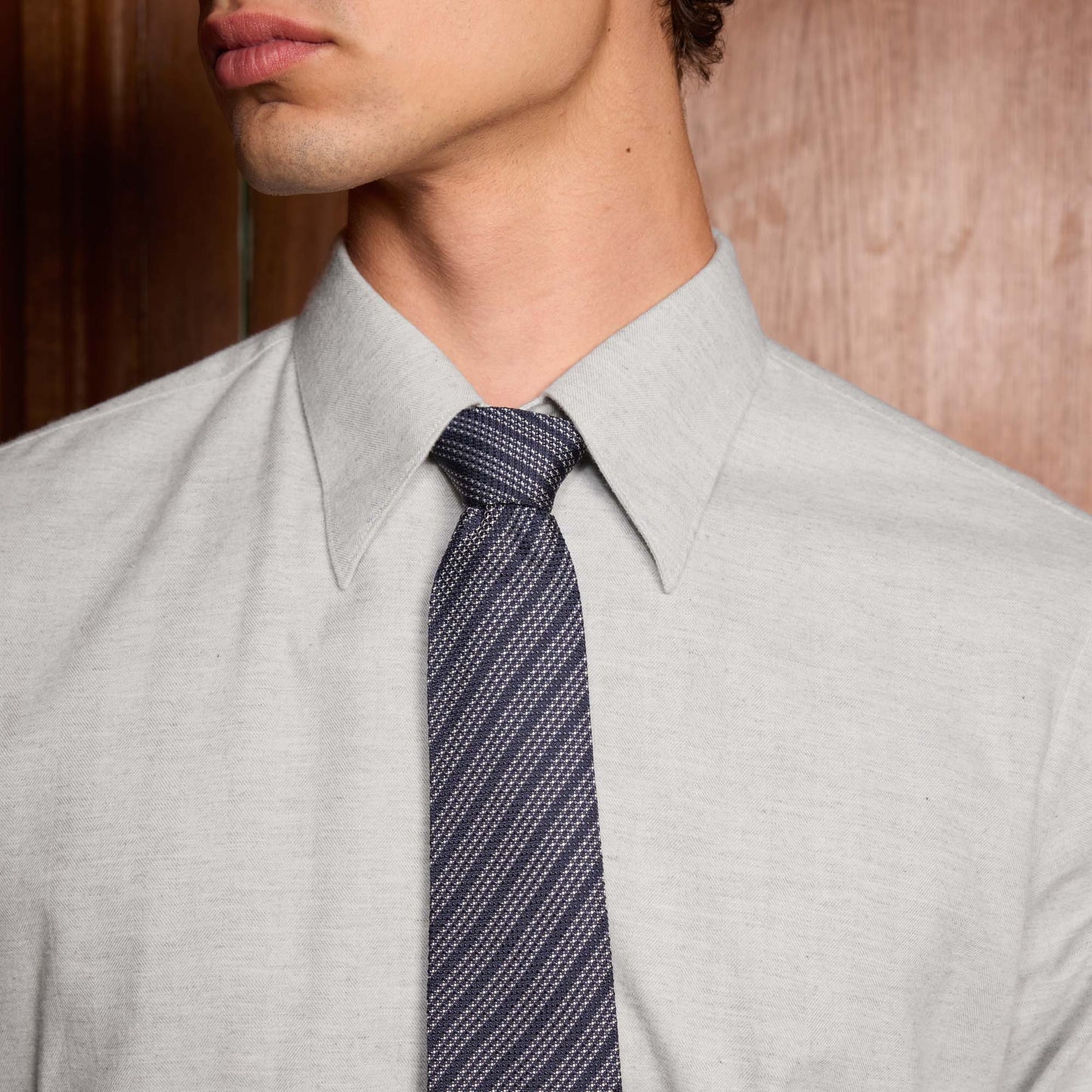 Chemise en flanelle à chevrons grise chinée