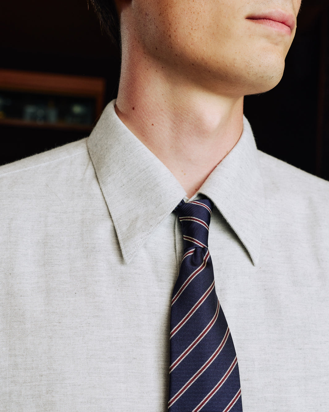 Chemise en flanelle à chevrons grise chinée