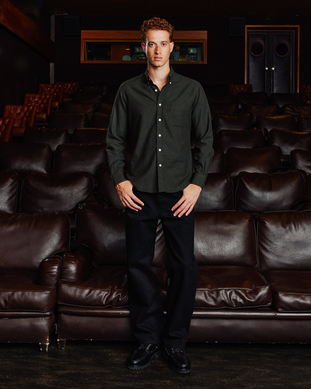 Chemise en coton laine verte