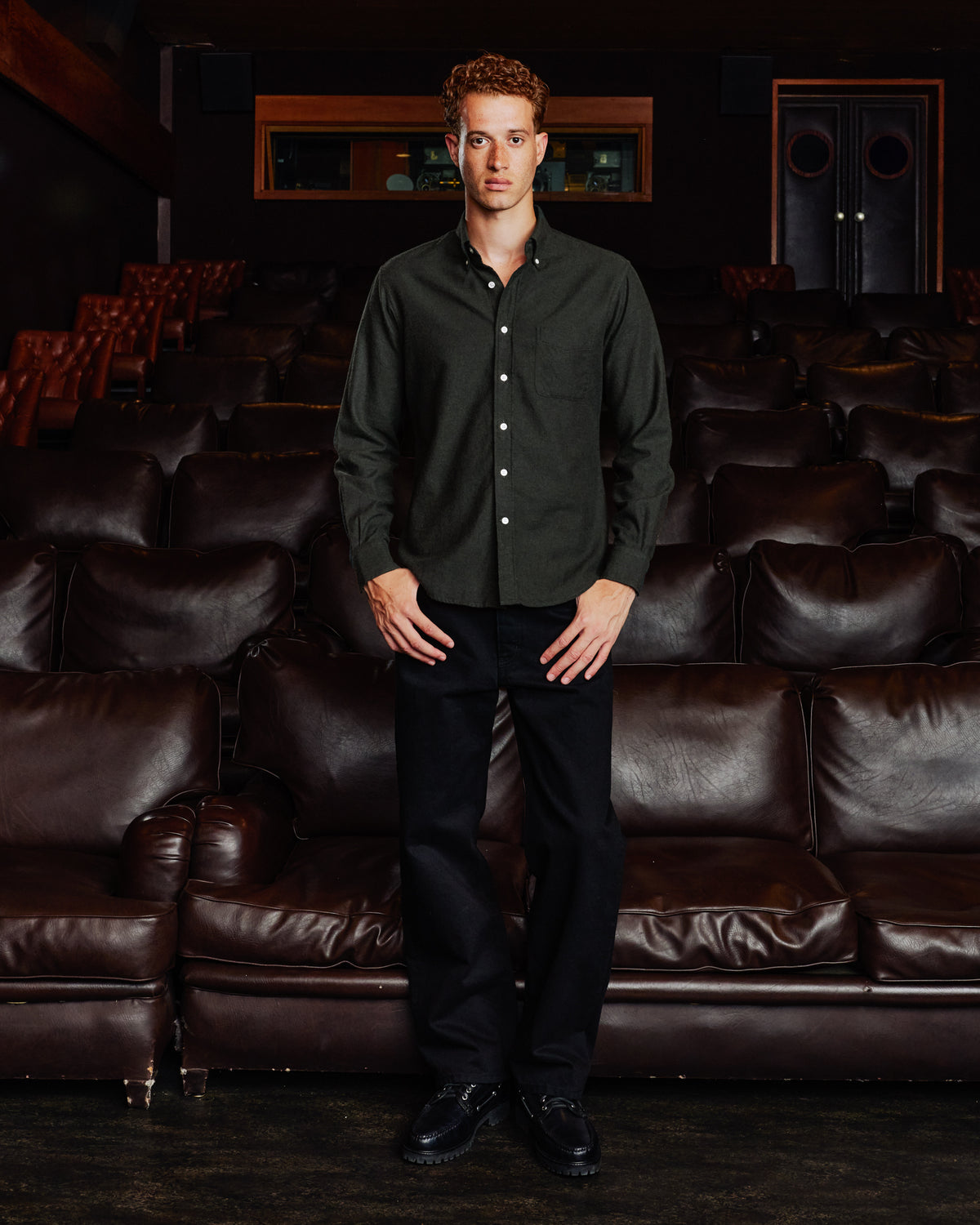 Green cotton-wool shirt