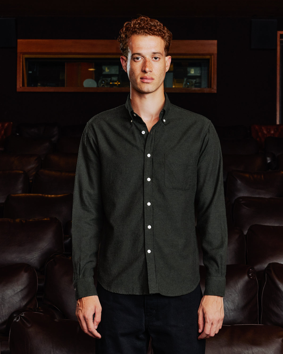Green cotton-wool shirt
