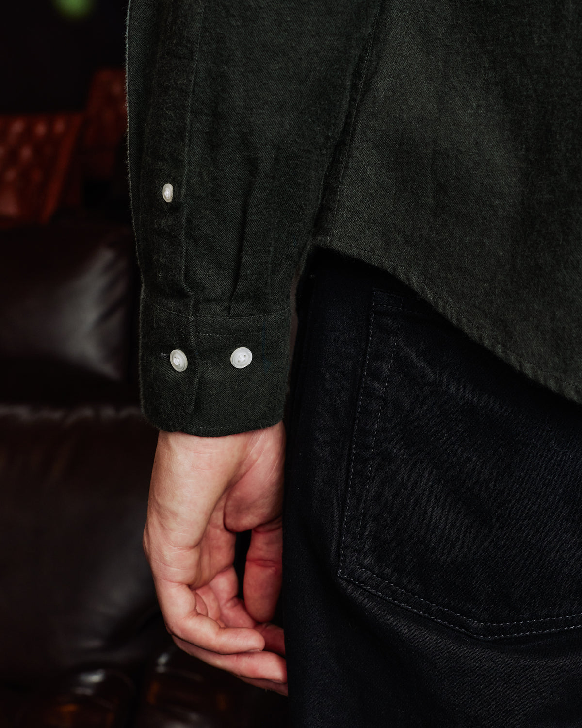 Green cotton-wool shirt