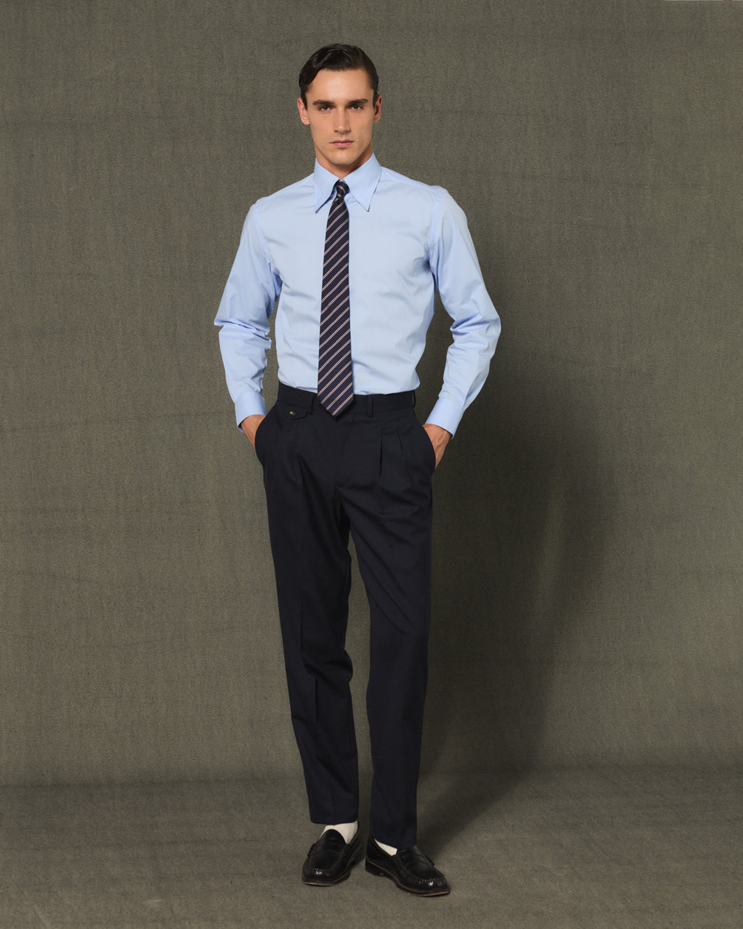 Blue cotton poplin formal shirt