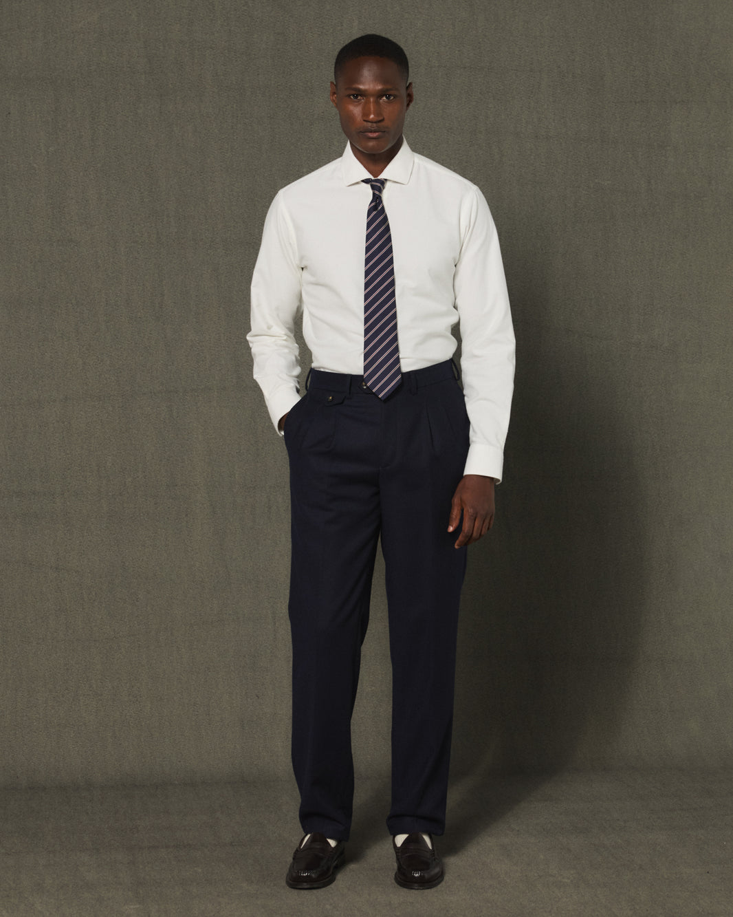 White cotton flannel formal shirt