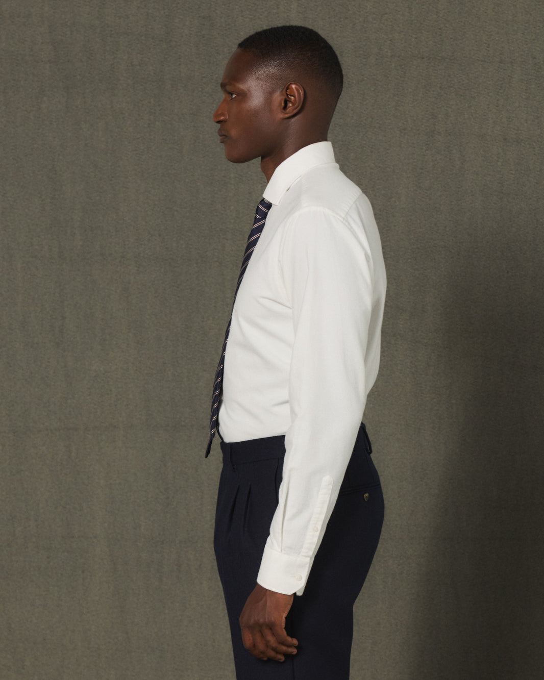 White cotton flannel formal shirt