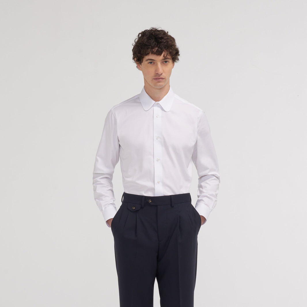 Fitted shirt in white double-twisted poplin