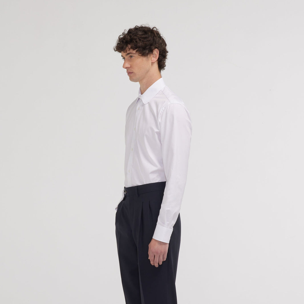 Fitted shirt in white double-twisted poplin
