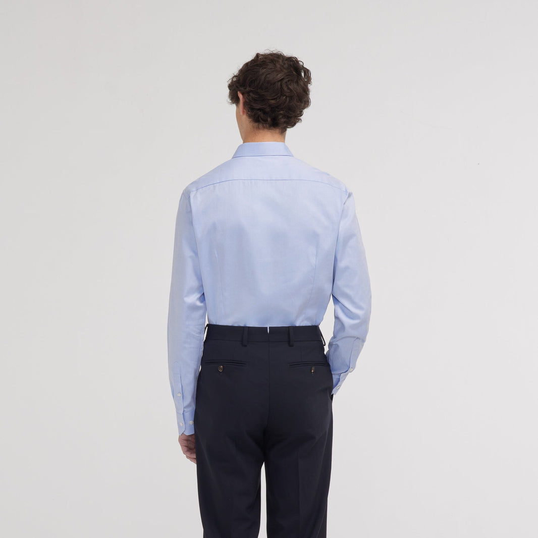 Chemise cintrée en twill double retors bleue