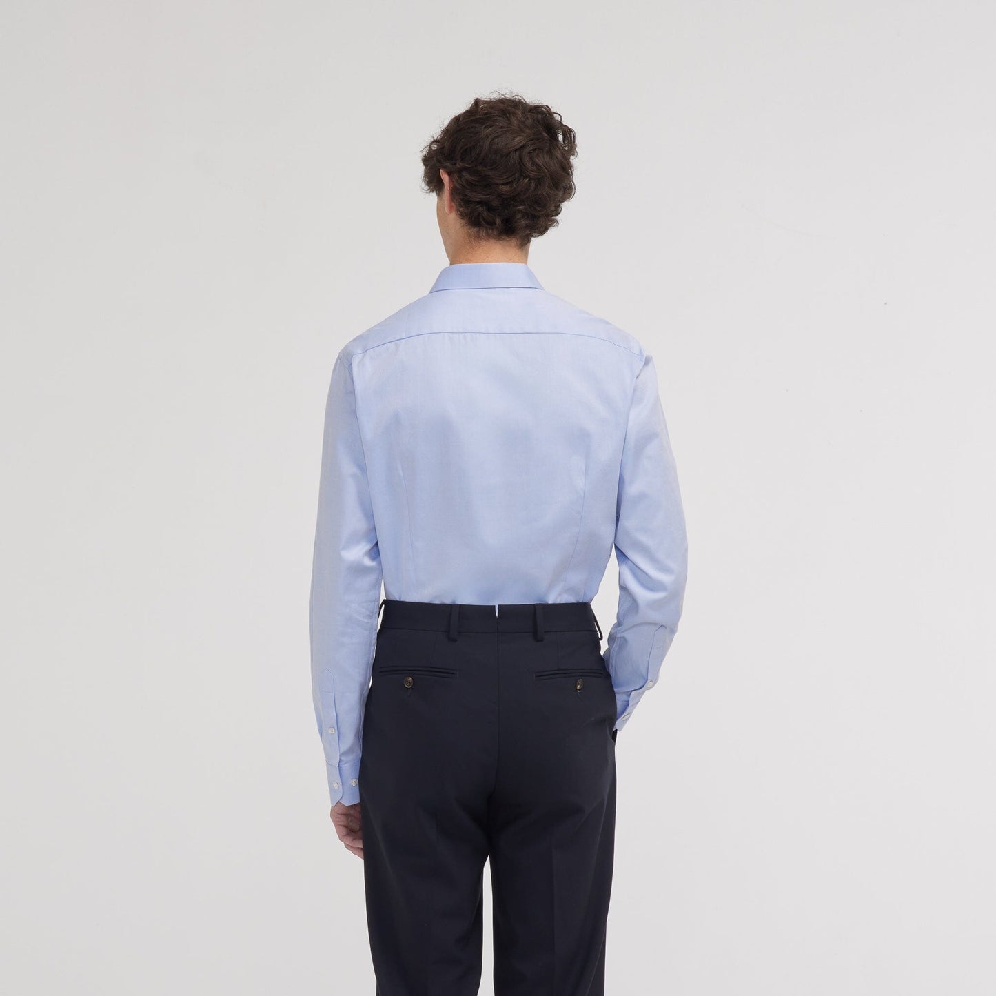 Fitted shirt in blue double-twisted twill