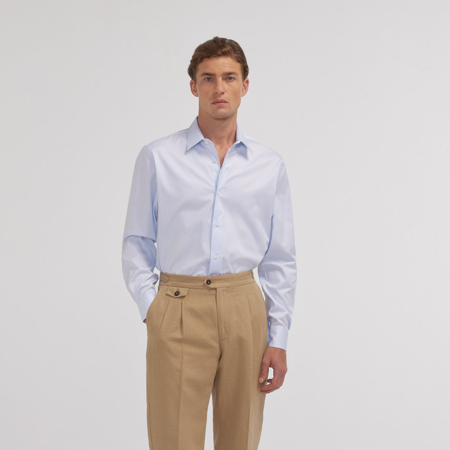 Sky blue double-twisted twill shirt