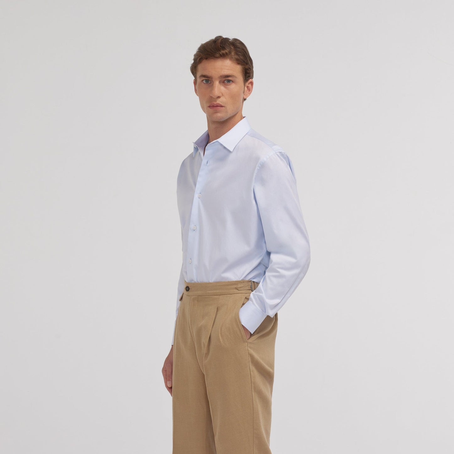 Sky blue double-twisted twill shirt