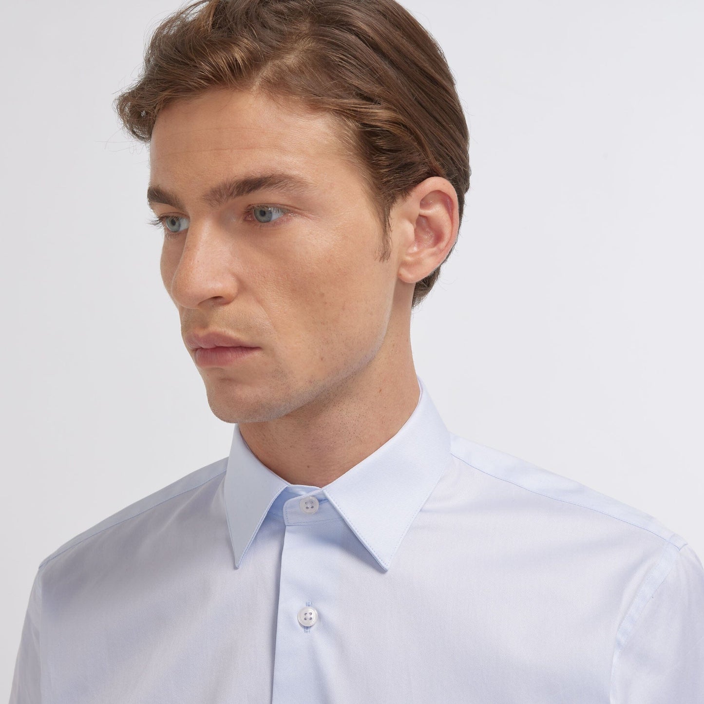 Sky blue double-twisted twill shirt